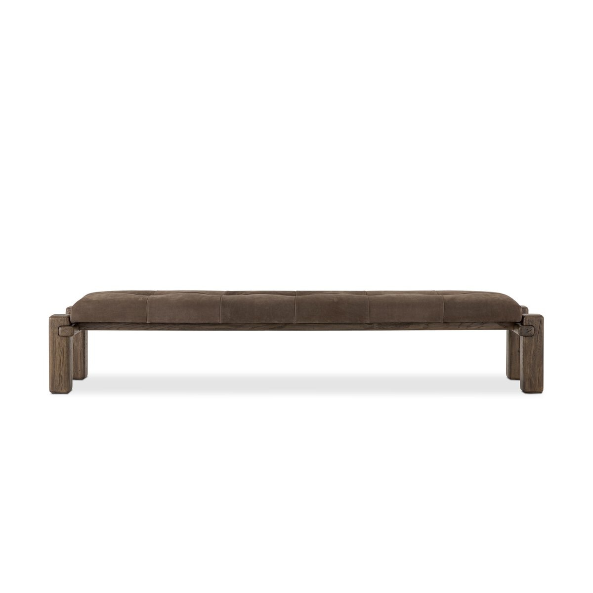 Four Hands Furniture Marcia Accent Bench-Grey Reclaimed French Oak-Nubuck Cigar 242155-002