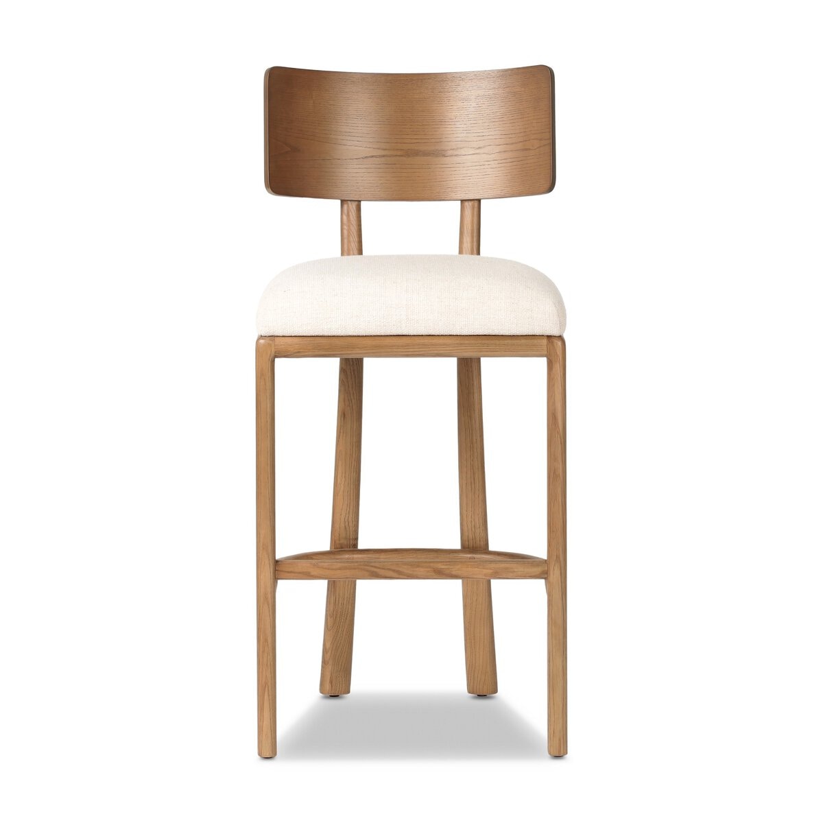 Four Hands Furniture Terrance Stool-Thames Cream-Amber Ash-Amber Ash Veneer-Bar 245971-006