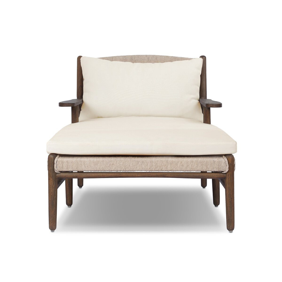 Four Hands Furniture Herrin Outdoor Chaise-Stained Saddle Brown-Vintage White-Liller Flax 246631-001