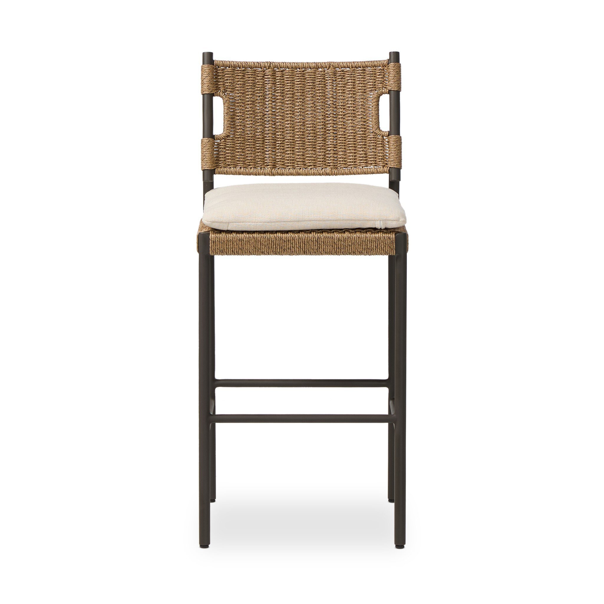 Four Hands Furniture Miller Outdoor Woven Bar + Counter Stool - Liller Flax 248031-001