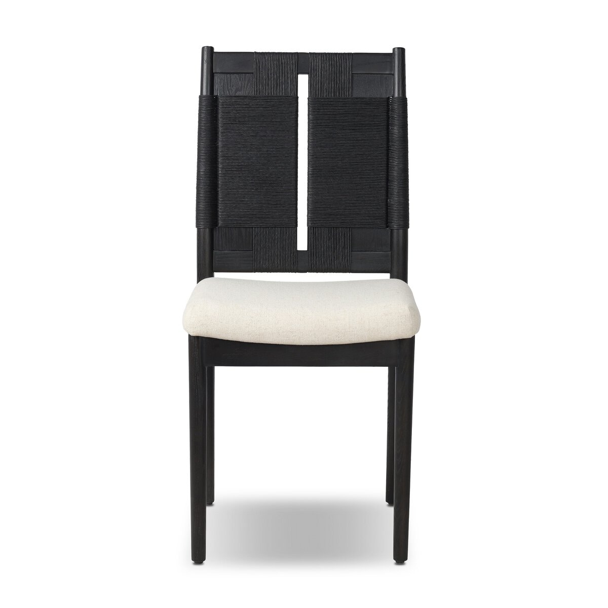 Four Hands Furniture Harlee Dining Chair-Antwerp Natural-Black Paper Cord-Distressed Black Ash 248671-003