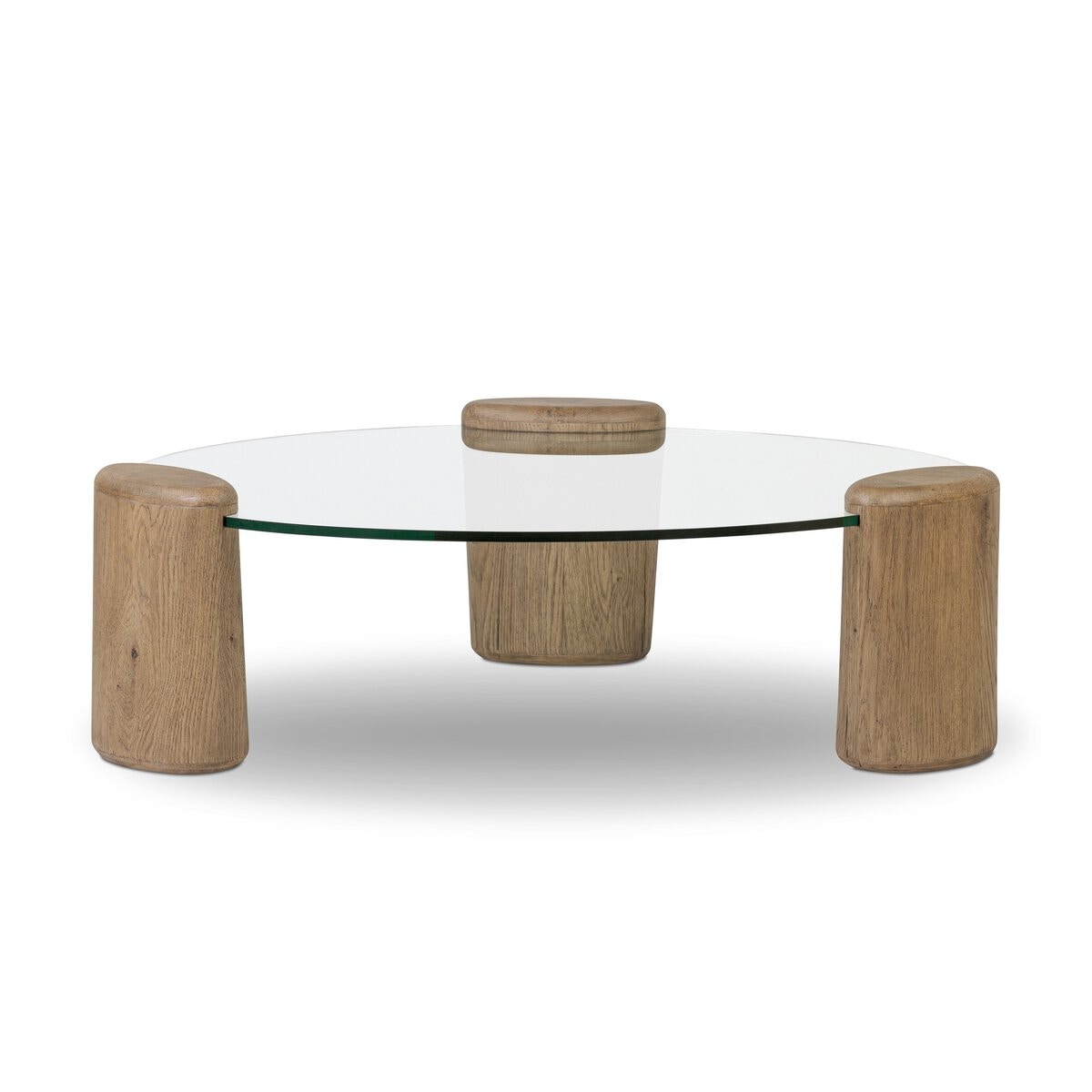 Four Hands Furniture Juno Coffee Table-Drifted Oak Veneer-Tempered Glass 248882-001