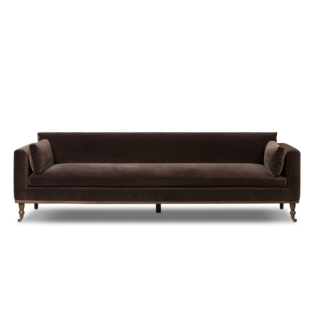 Four Hands Furniture Harlin Sofa-96-Surrey Cocoa-Terra Brown Oak-Brushed Brass 249189-003