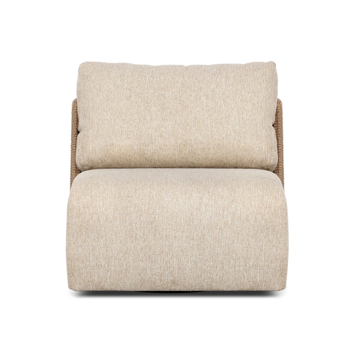 Four Hands Furniture Sicilia Outdoor Woven Swivel Chair-Concha Beige-Faux Hyacinth 249585-001