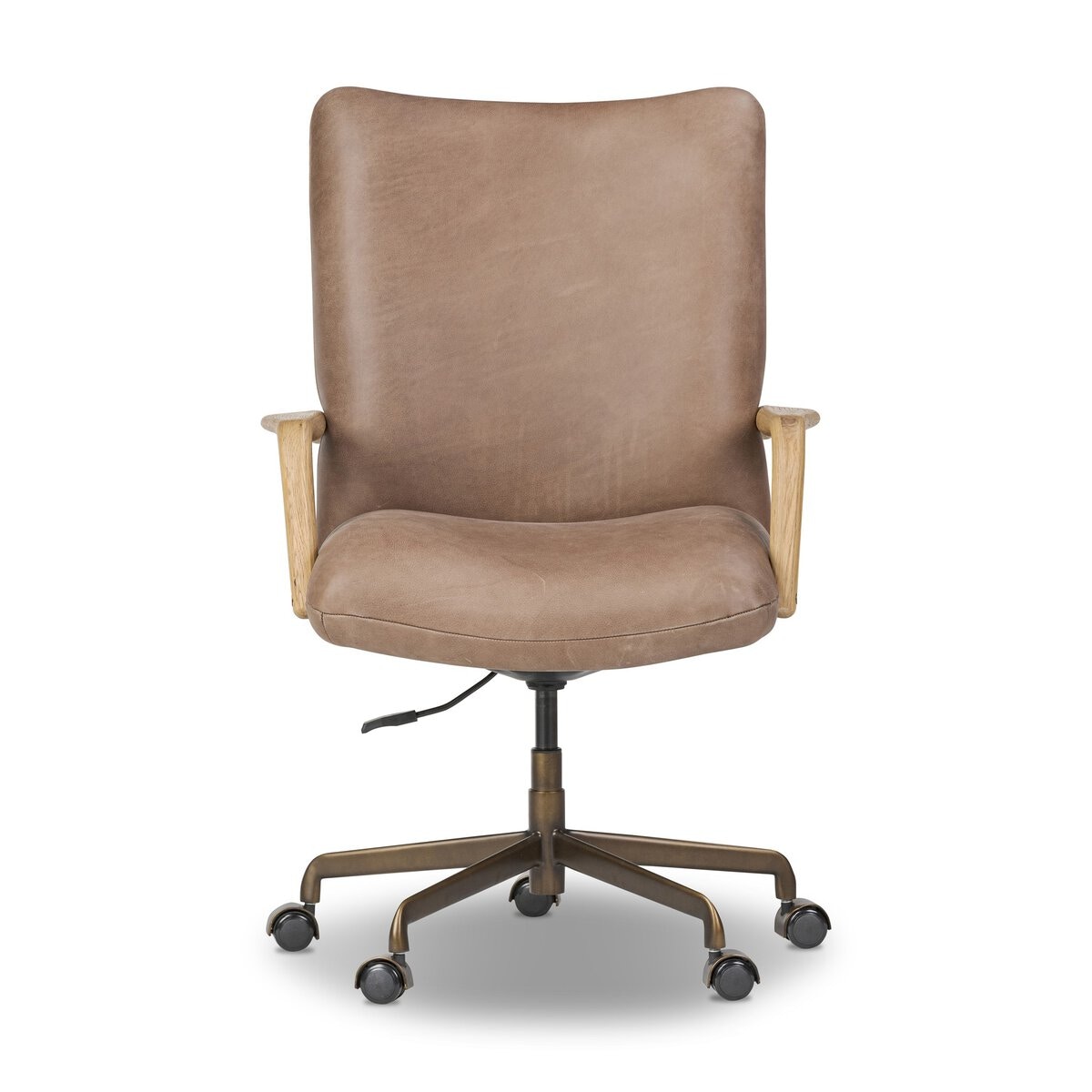 Four Hands Furniture Smith Desk Chair-Palermo Cigar-Aged Smoked Oak-Brushed Brass 250289-001
