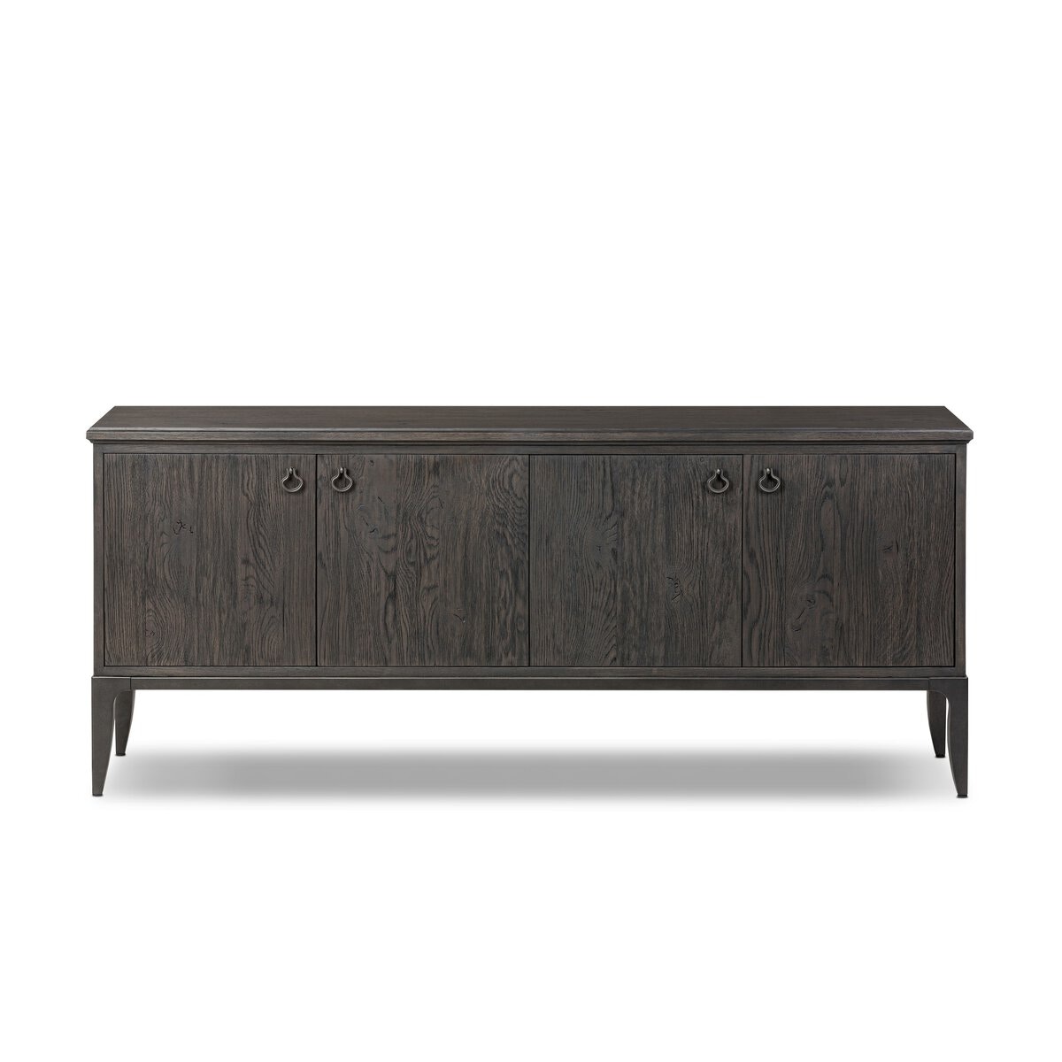 Four Hands Furniture Alden Media Console-Worn Black Oak-Worn Black Oak Veneer-Mottled Gunmetal 250296-001