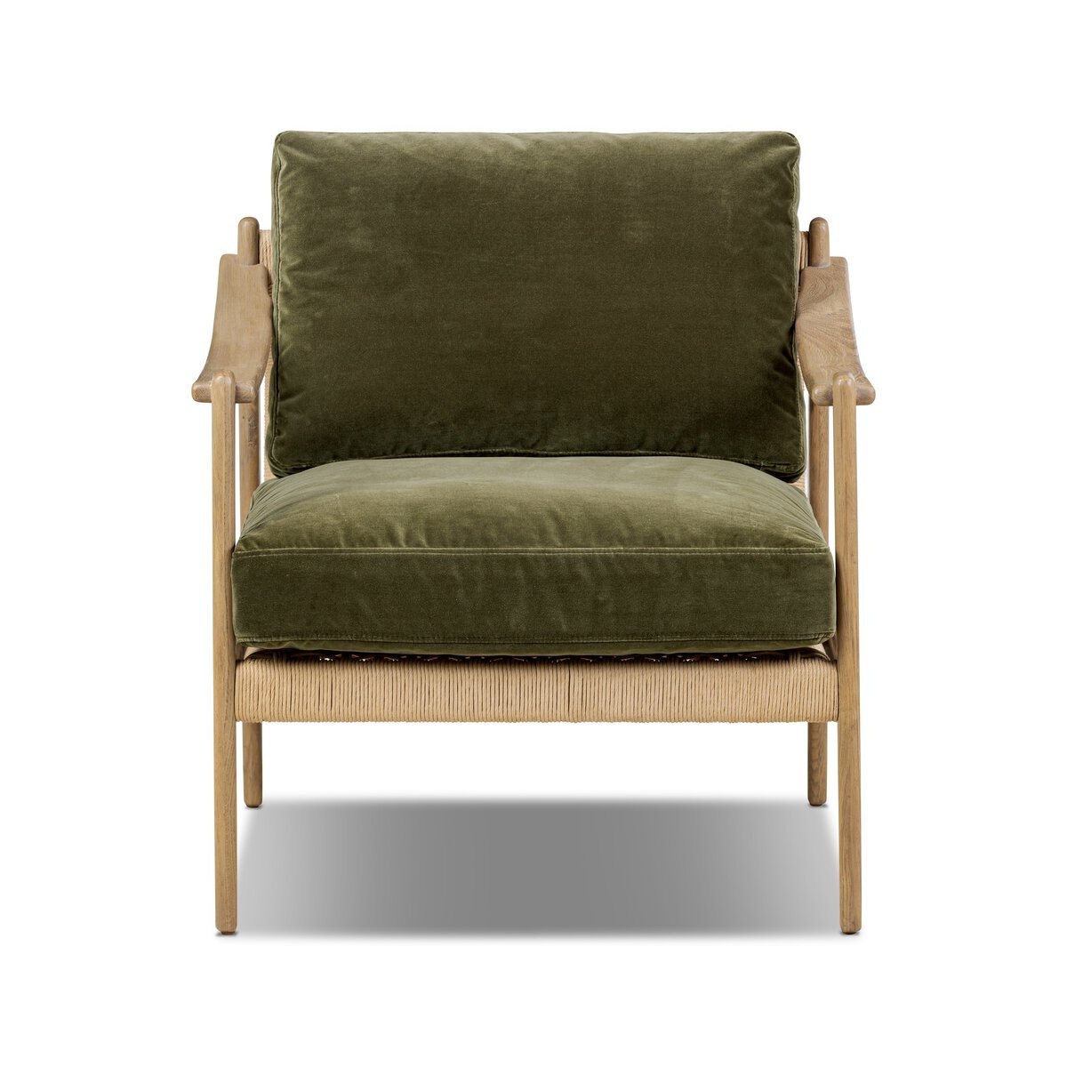 Four Hands Furniture Barwin Chair-Surrey Olive-Aged Natural Oak-Natural Paper Cord - 4mm 250726-002
