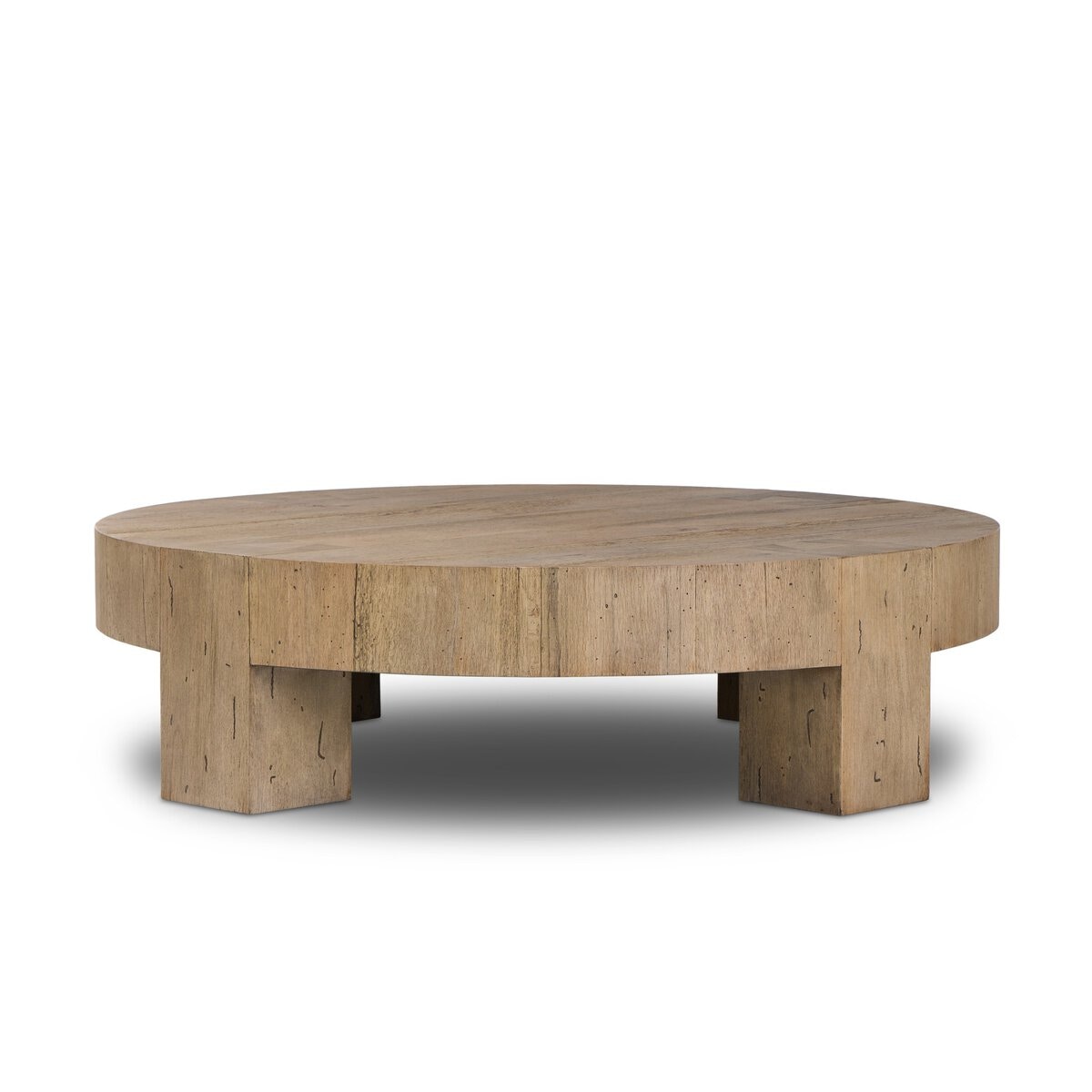 Four Hands Furniture Abaso Round Coffee Table-Rustic Wormwood Oak-Rustic Ash Oyster 250798-001