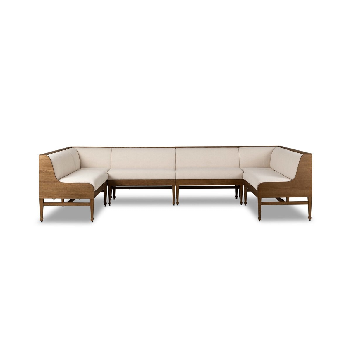 Four Hands Furniture Priscilla Dining Banquette U Shape 129-Crypton Wayfarer Snow-Warm Oak-Warm Oak Veneer 251094-001