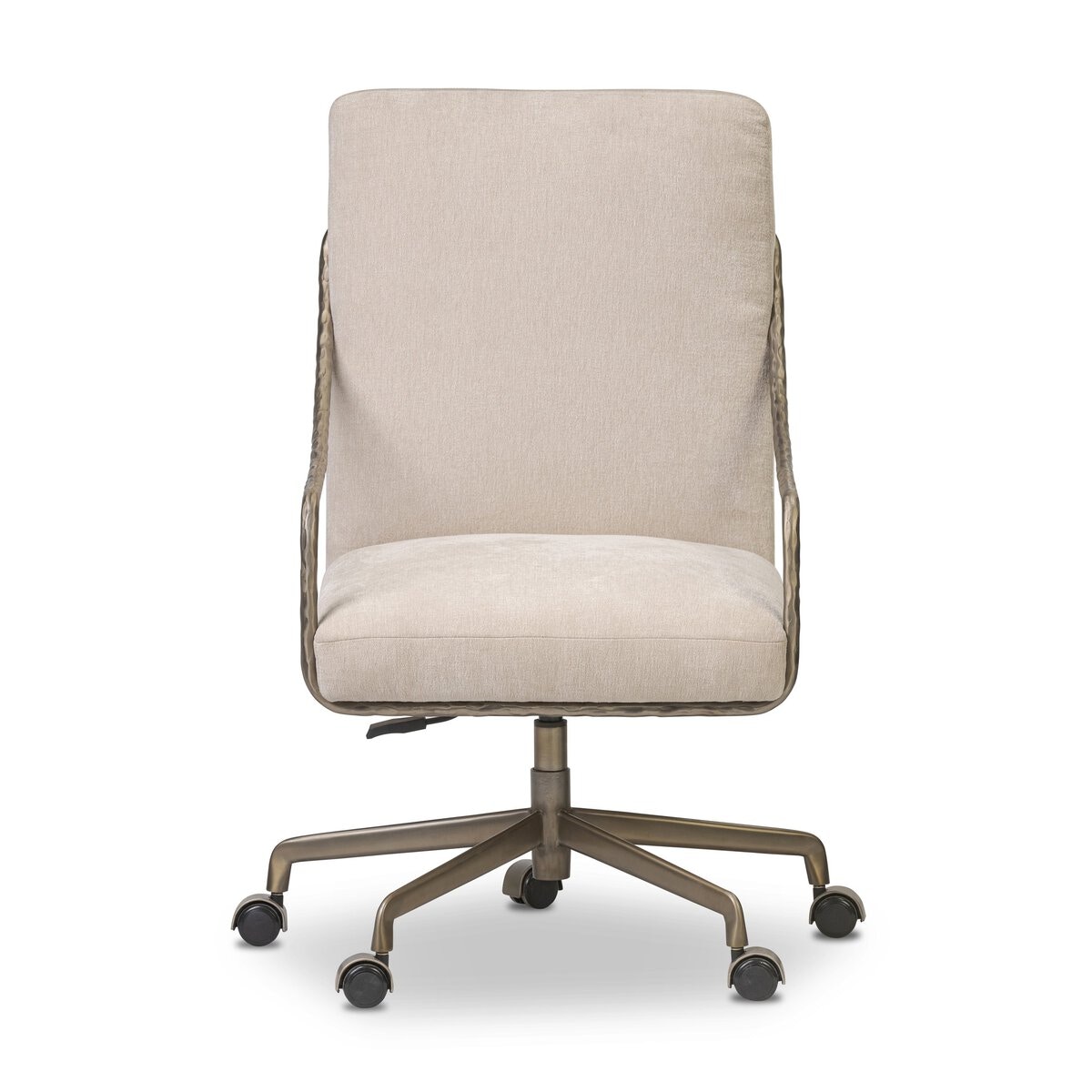 Four Hands Furniture Alonzo Desk Chair-Blamont Cream-Hammered Warm Nicklel-Warm Nickel 251196-001