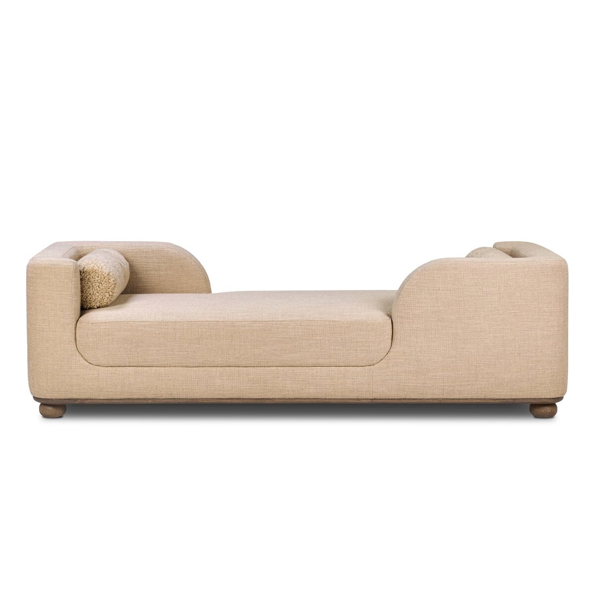 Four Hands Furniture Bilbury Chaise-Saxon Sand-Beige Shearling-Amber Oak 251251-001