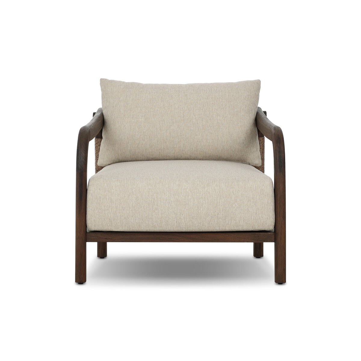 Four Hands Furniture Boda Outdoor Chair-Stained Saddle Brown FSC-Faux Dark Hyacinth-Ellor Beige 251327-001