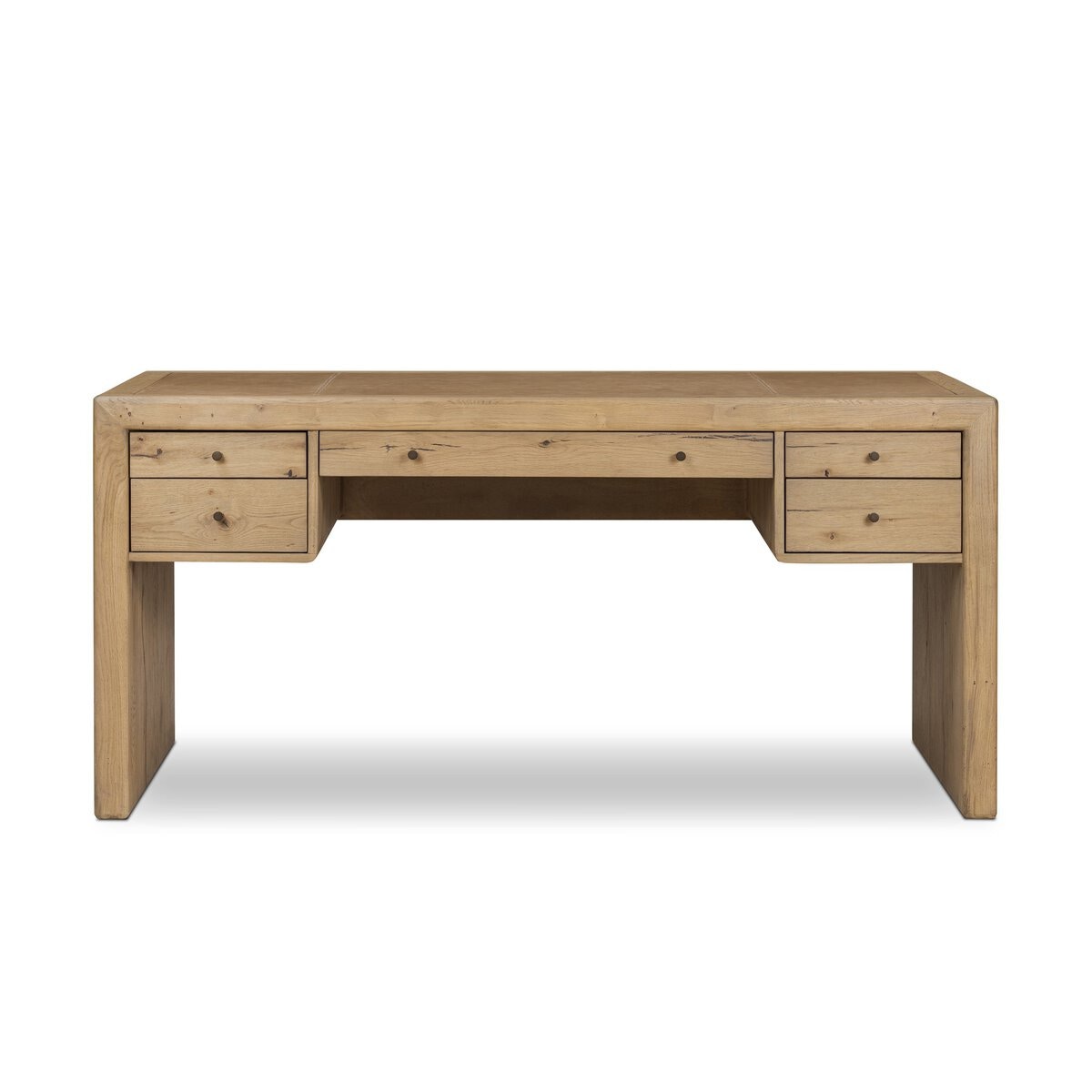 Four Hands Furniture Nico Desk-Aged Natural Oak Veneer-Palermo Drift-Bronze Antimony 251408-002