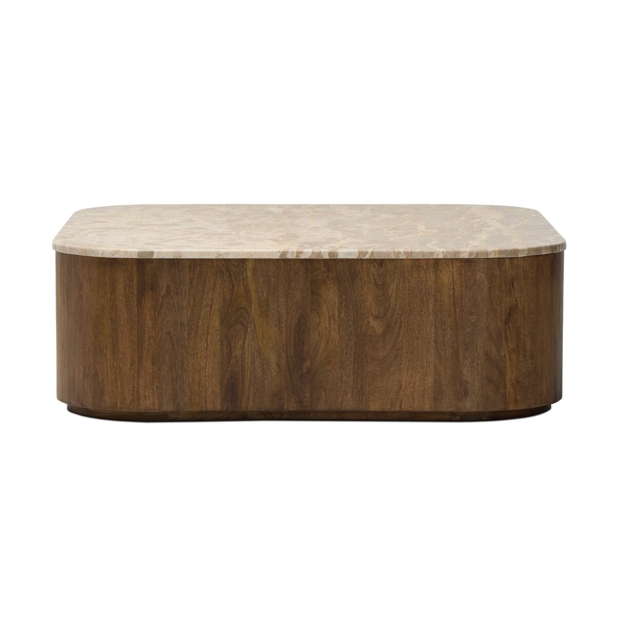 Four Hands Furniture Kamina Coffee Table-Fossil Marble-Warm Chestnut 251444-001