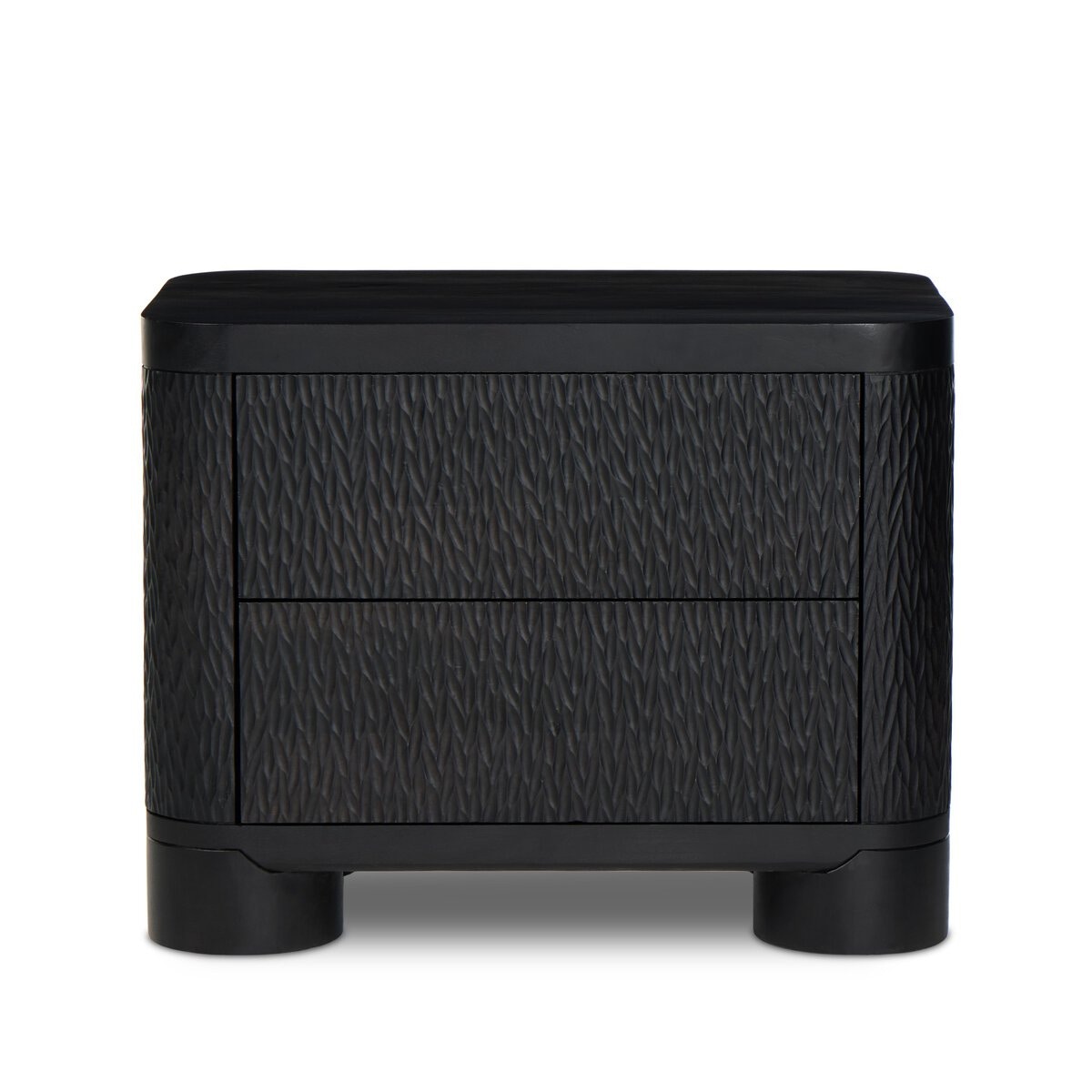 Four Hands Furniture Shevall Nightstand-Carved Black Mango-Black Wash 251491-001