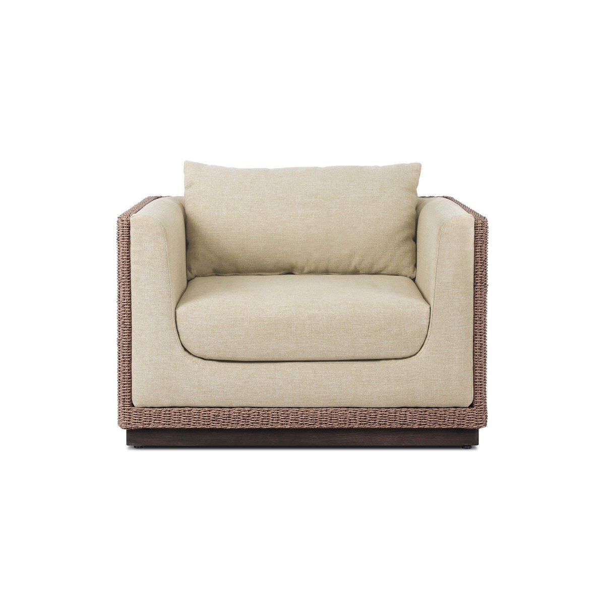 Four Hands Furniture Cabot Outdoor Chair-Alessi Buff-Stained Saddle Brown-FSC-Faux Dark Hyacinth 251513-001