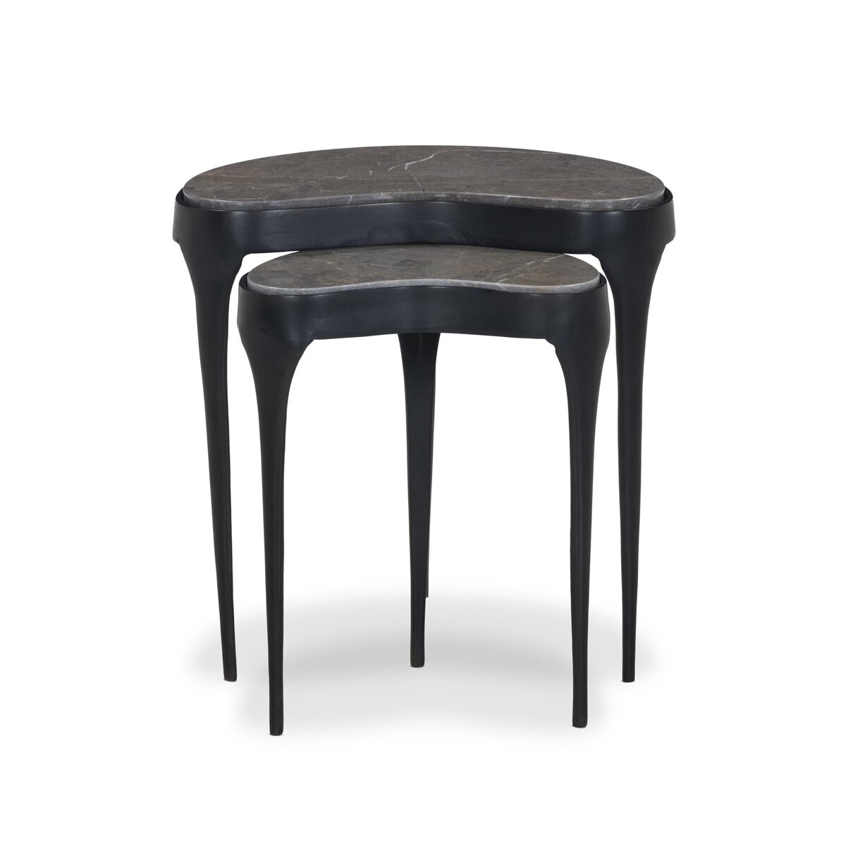 Four Hands Furniture Shayla Nesting End Table-Warm Grey Marble-Black Antique 251669-001