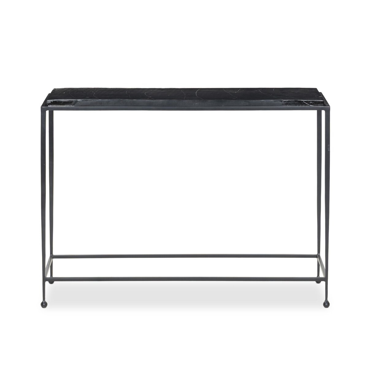 Four Hands Furniture Dalston Cast Glass Console Table-Smoked Black Cast Glass-Iron Matte Black 251746-001