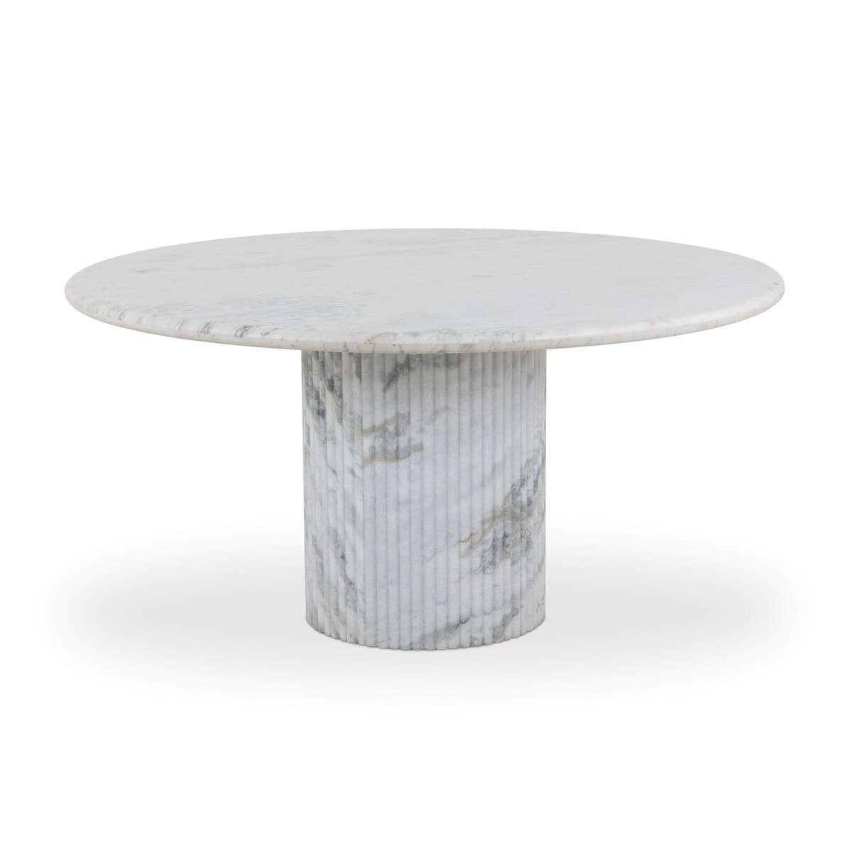 Four Hands Furniture Oranda Round Dining Table-60-Polished White Marble w/ Sealant-White Scalloped Marble 252025-001