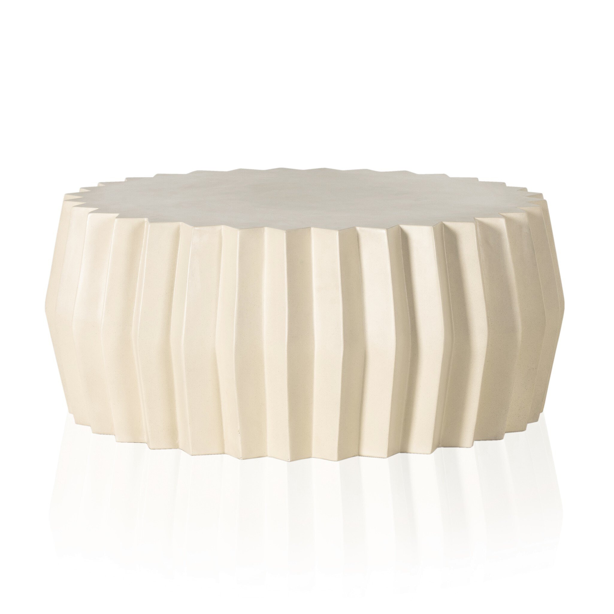 Four Hands Furniture Gem Outdoor Coffee Table-Parchment White 105011-002
