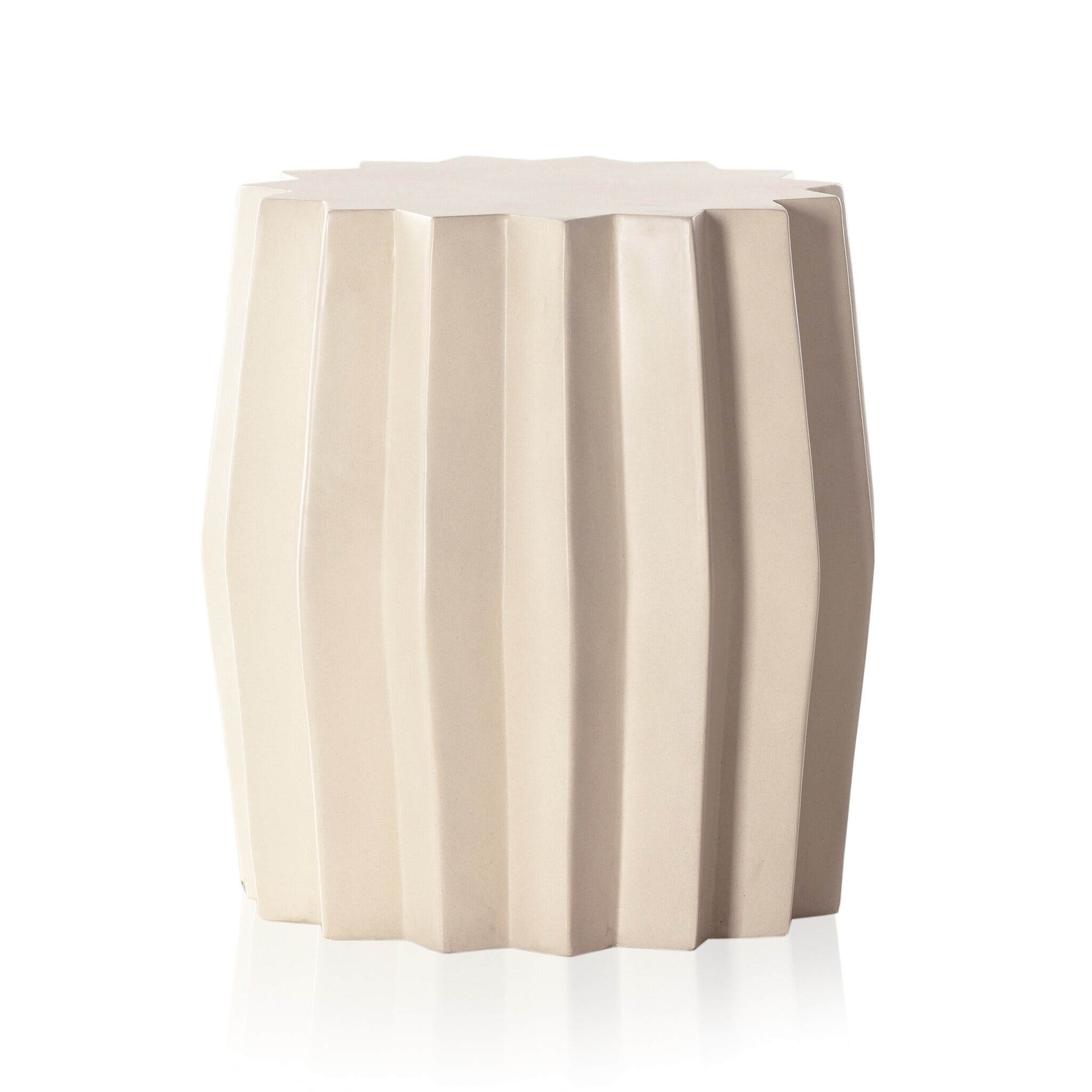 Four Hands Furniture Gem Outdoor End Table-Parchment White 105012-002