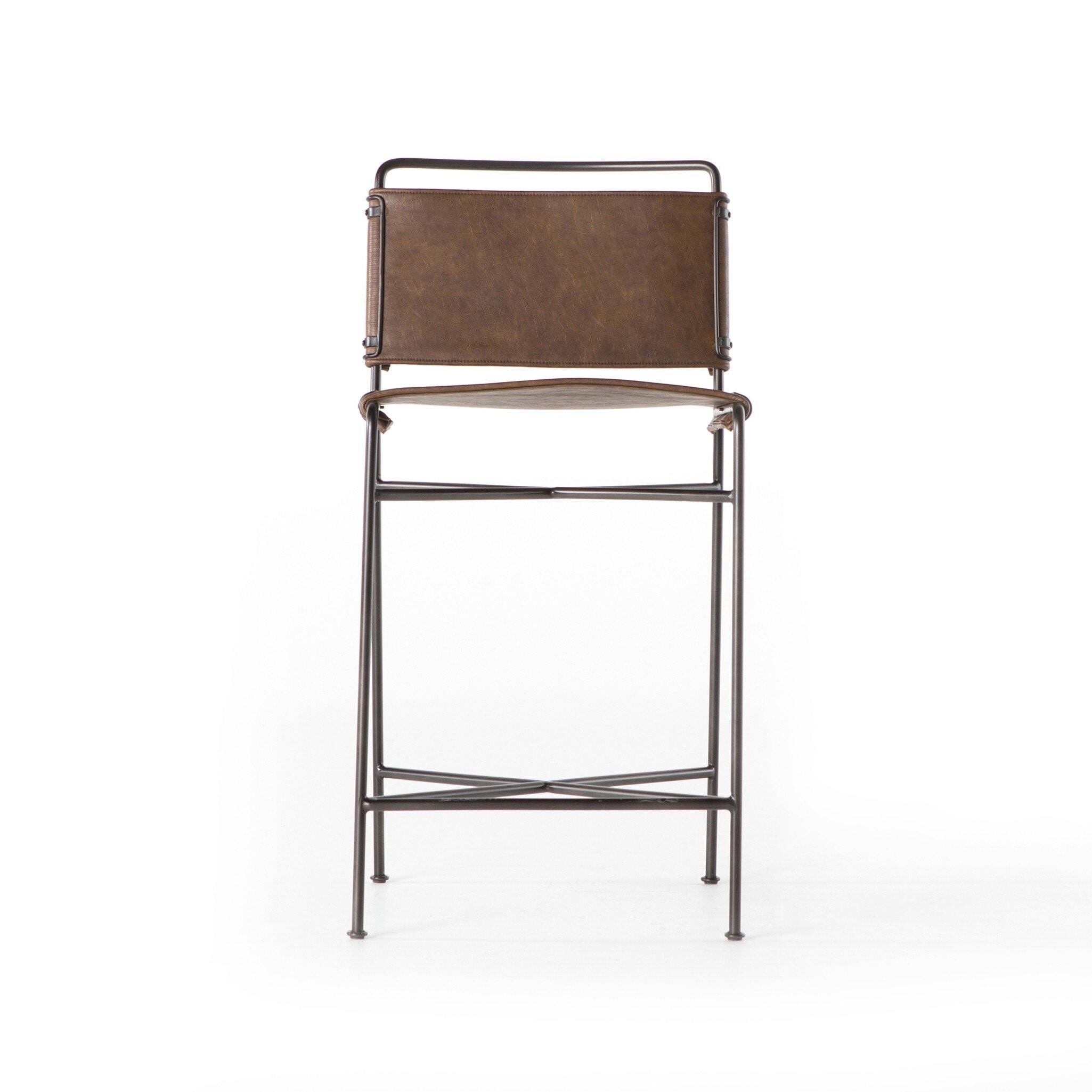 Four Hands Furniture Wharton Counter Stool-Distressed Brown 105861-021