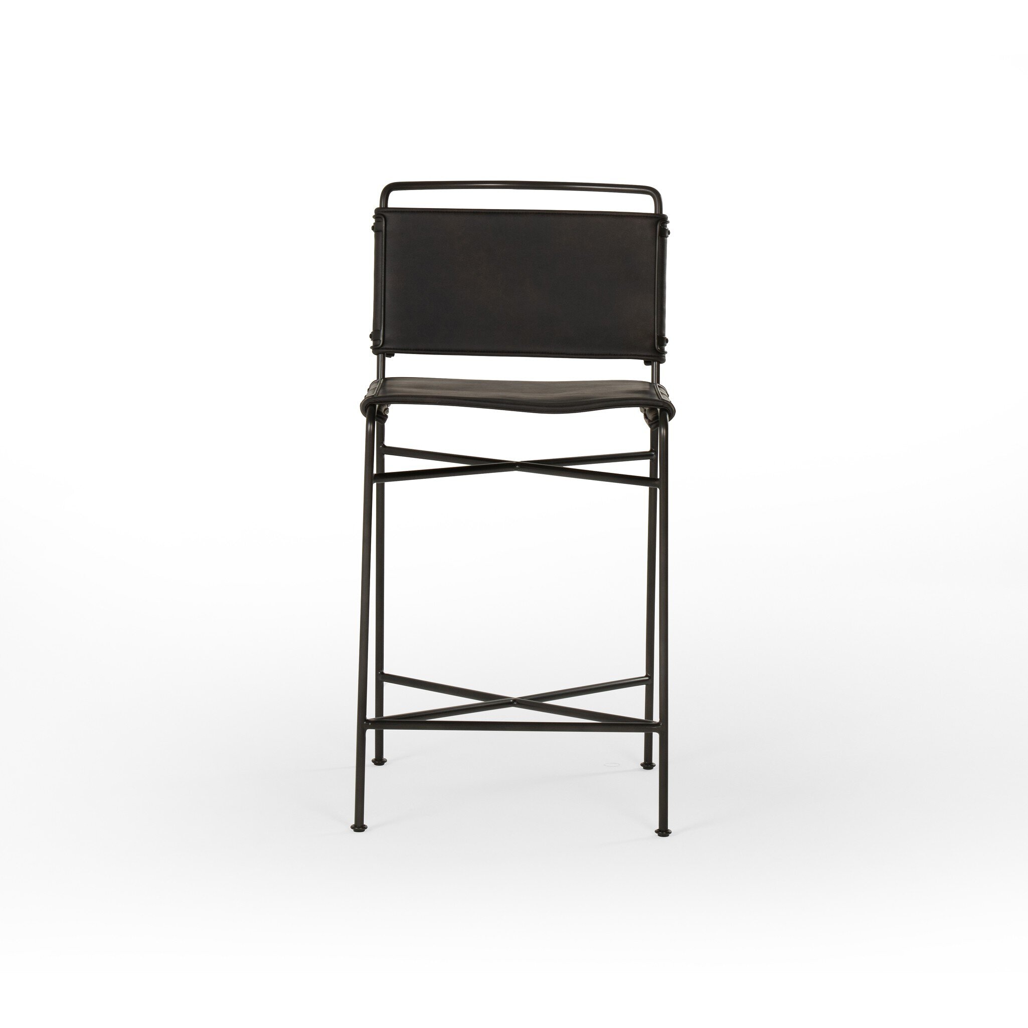 Four Hands Furniture Wharton Counter Stool-Distressed Black 105861-025