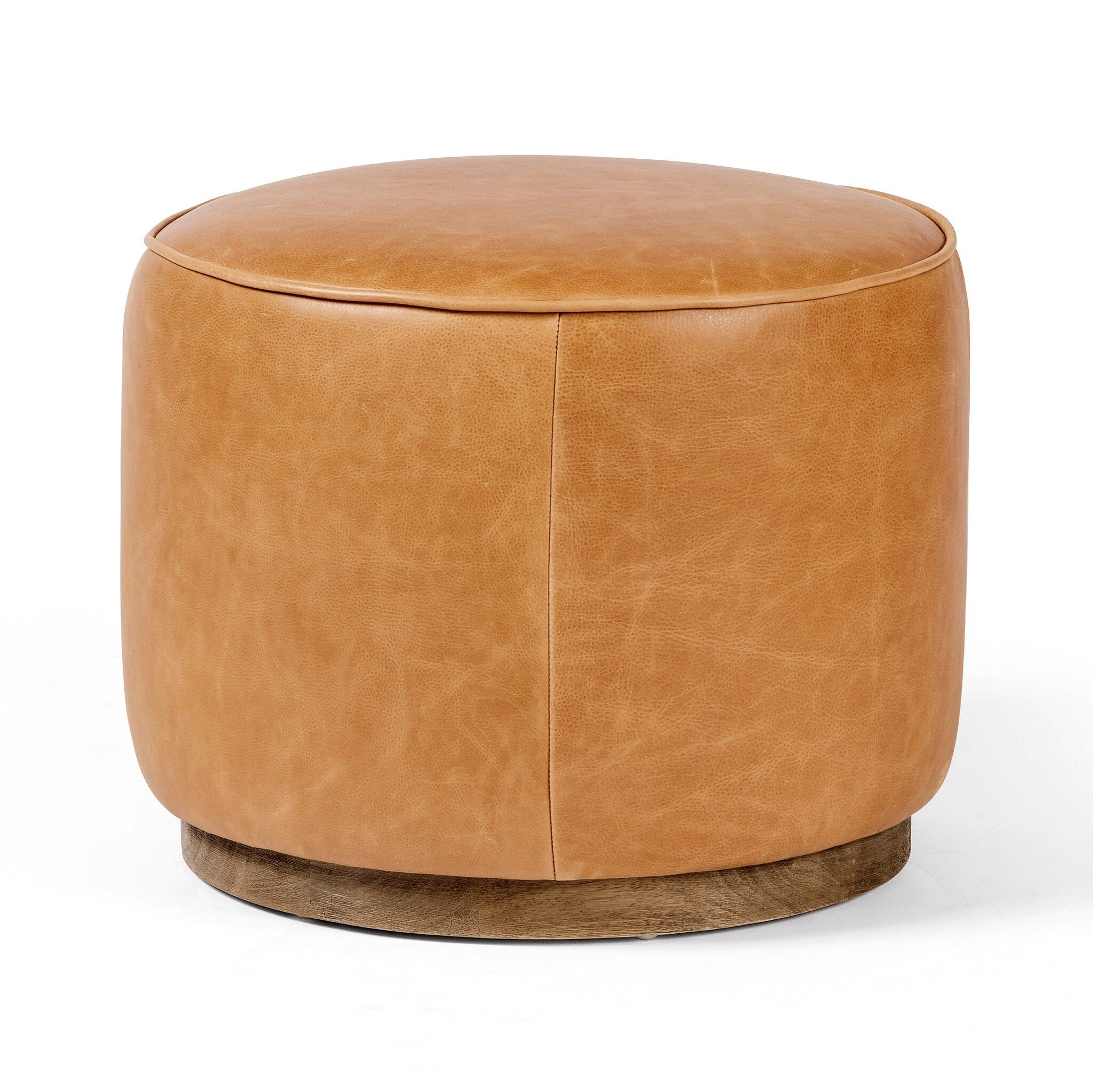 Four Hands Furniture Sinclair Round Ottoman- Butterscotch 106074-014