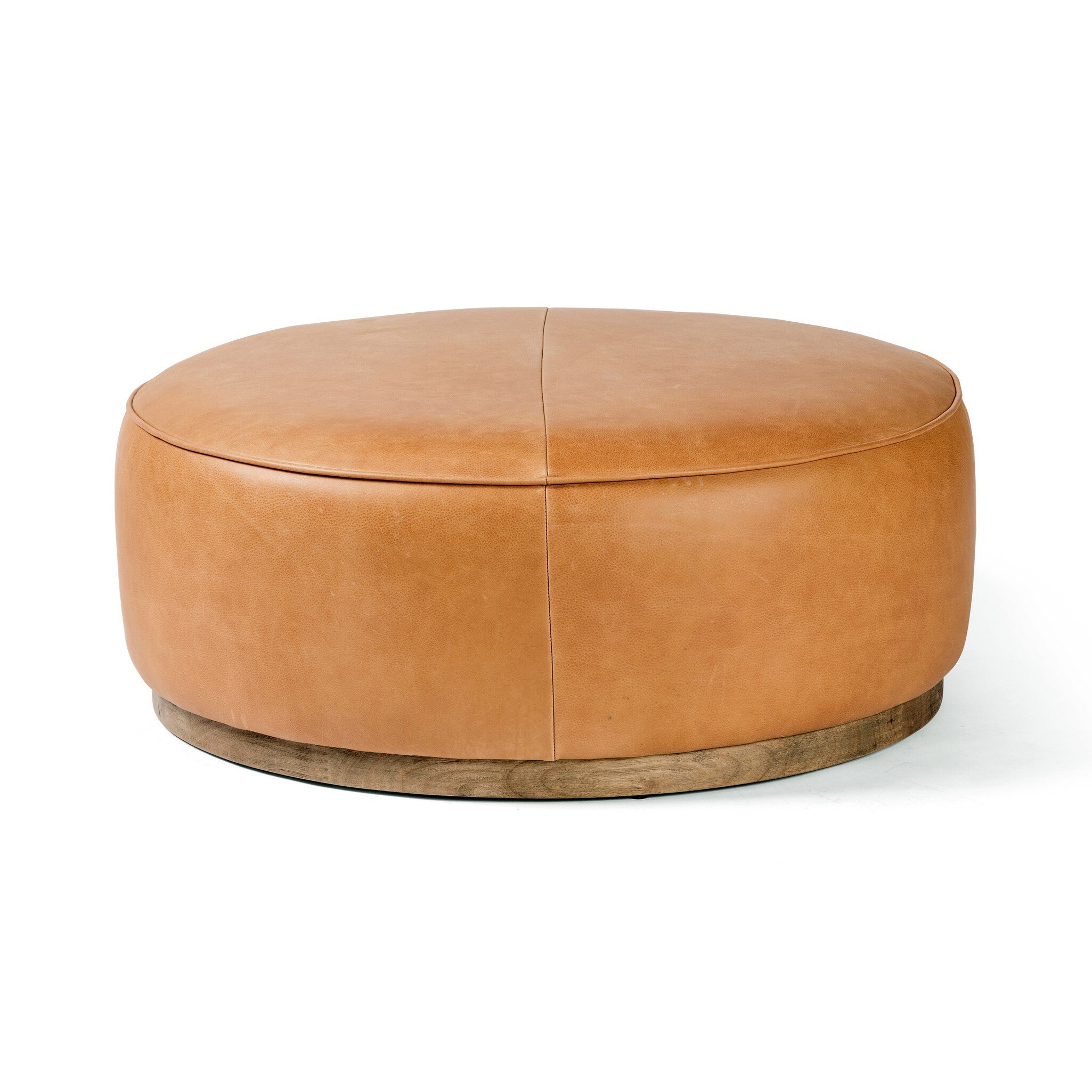Four Hands Furniture Sinclair Large Round Ottoman-Bttrscotch 106119-012