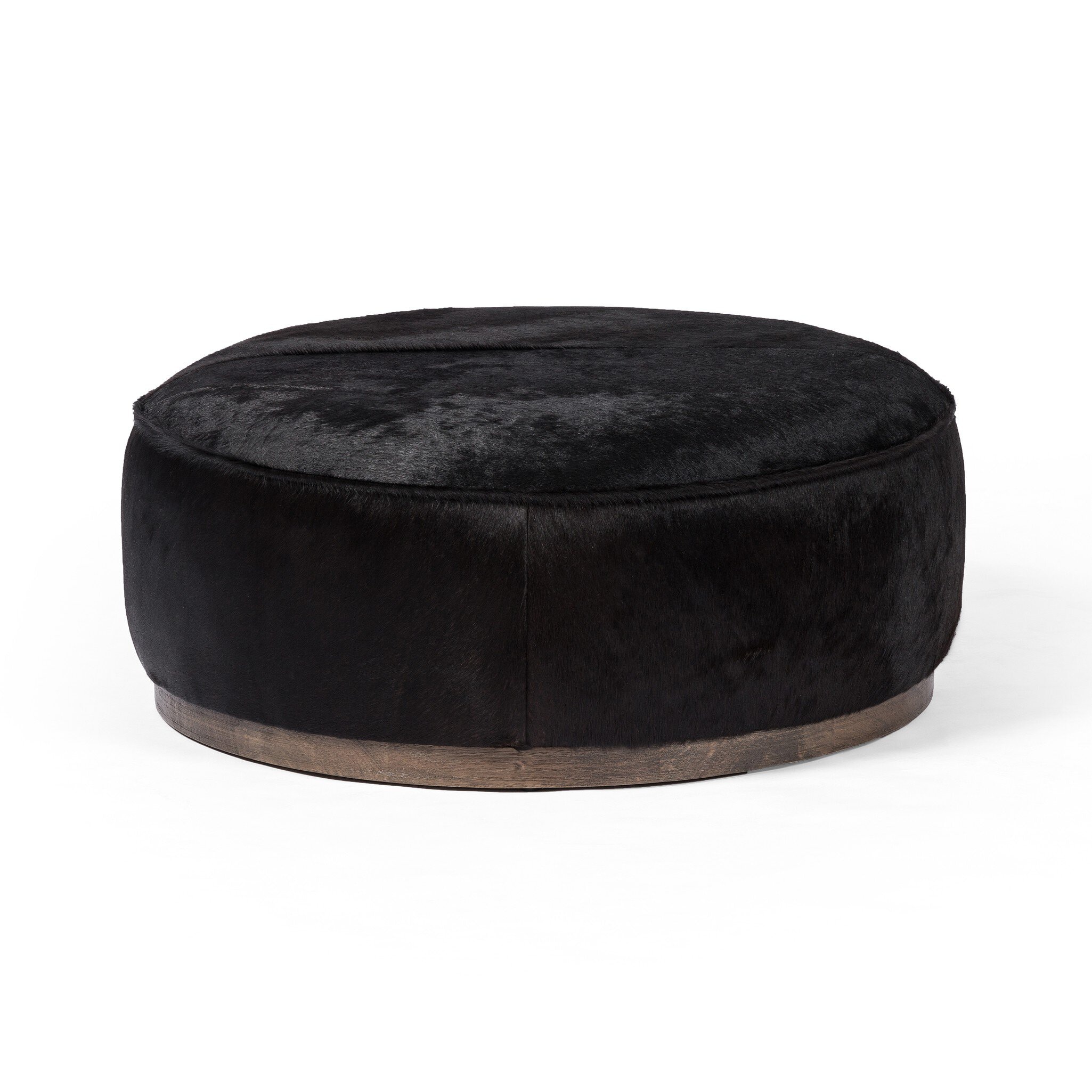 Four Hands Furniture Sinclair Large Round Ottoman-Dark Hair 106119-014