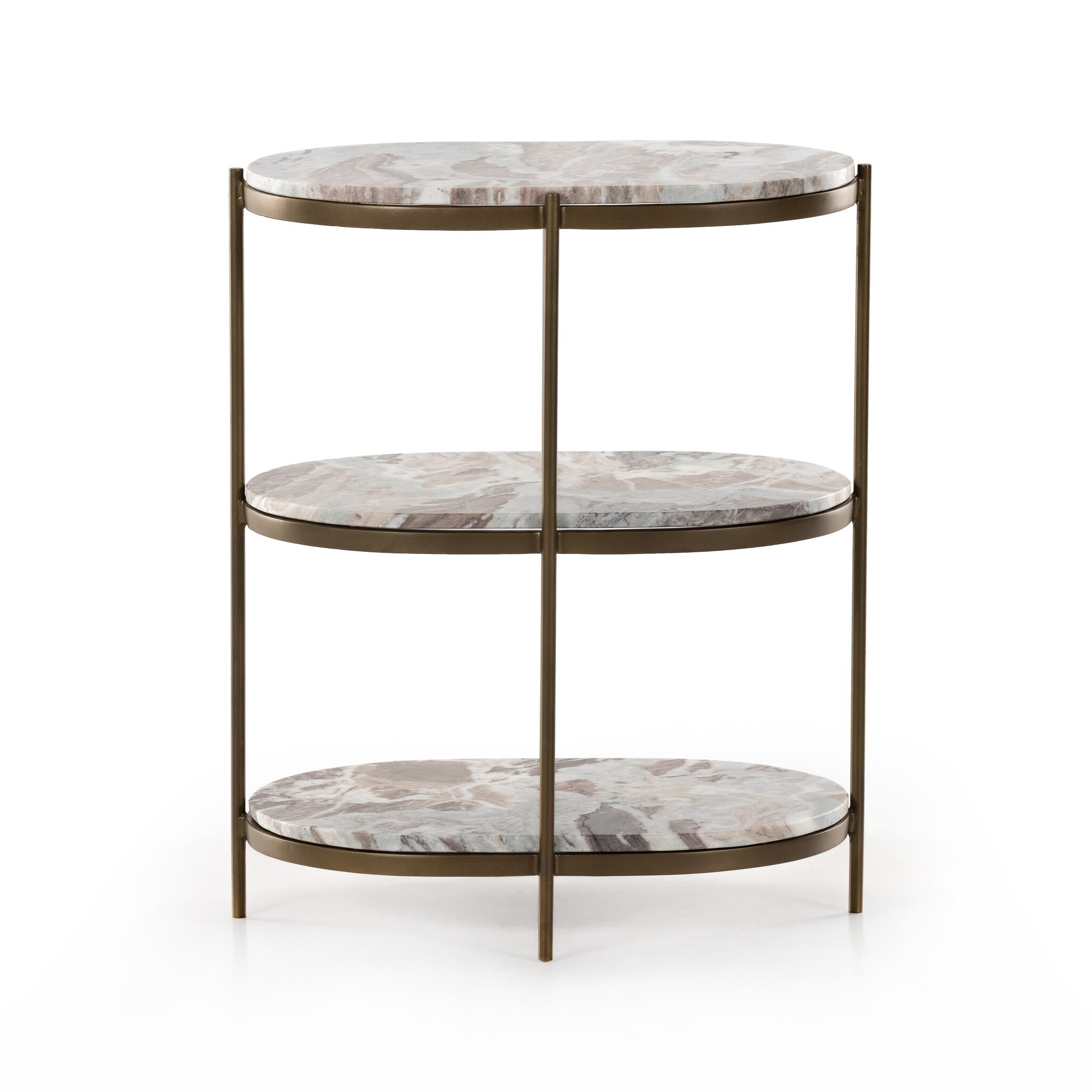 Four Hands Furniture Felix Oval Nightstand-Antique Brass 106574-006