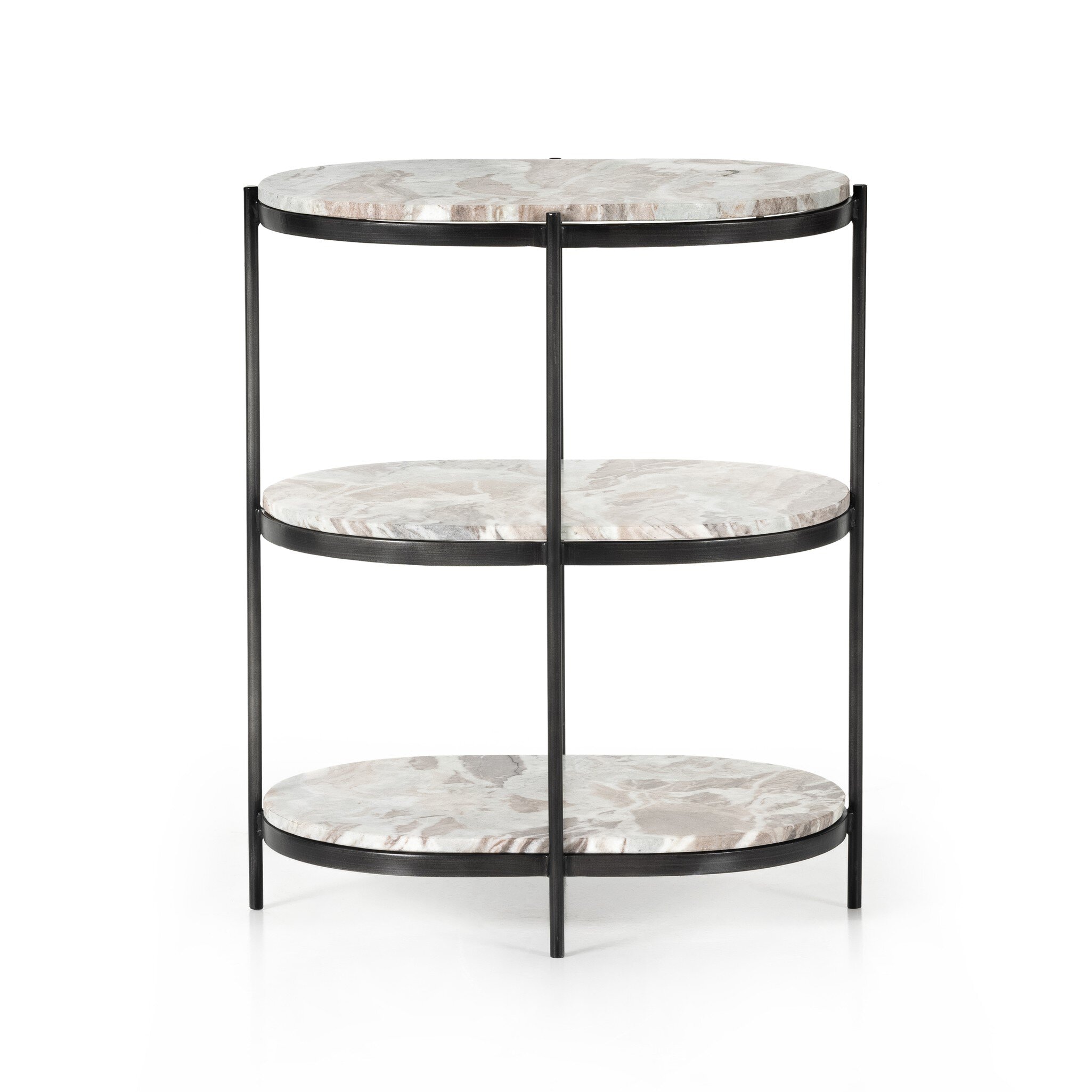 Four Hands Furniture Felix Oval Nightstand-Hammered Grey 106574-007