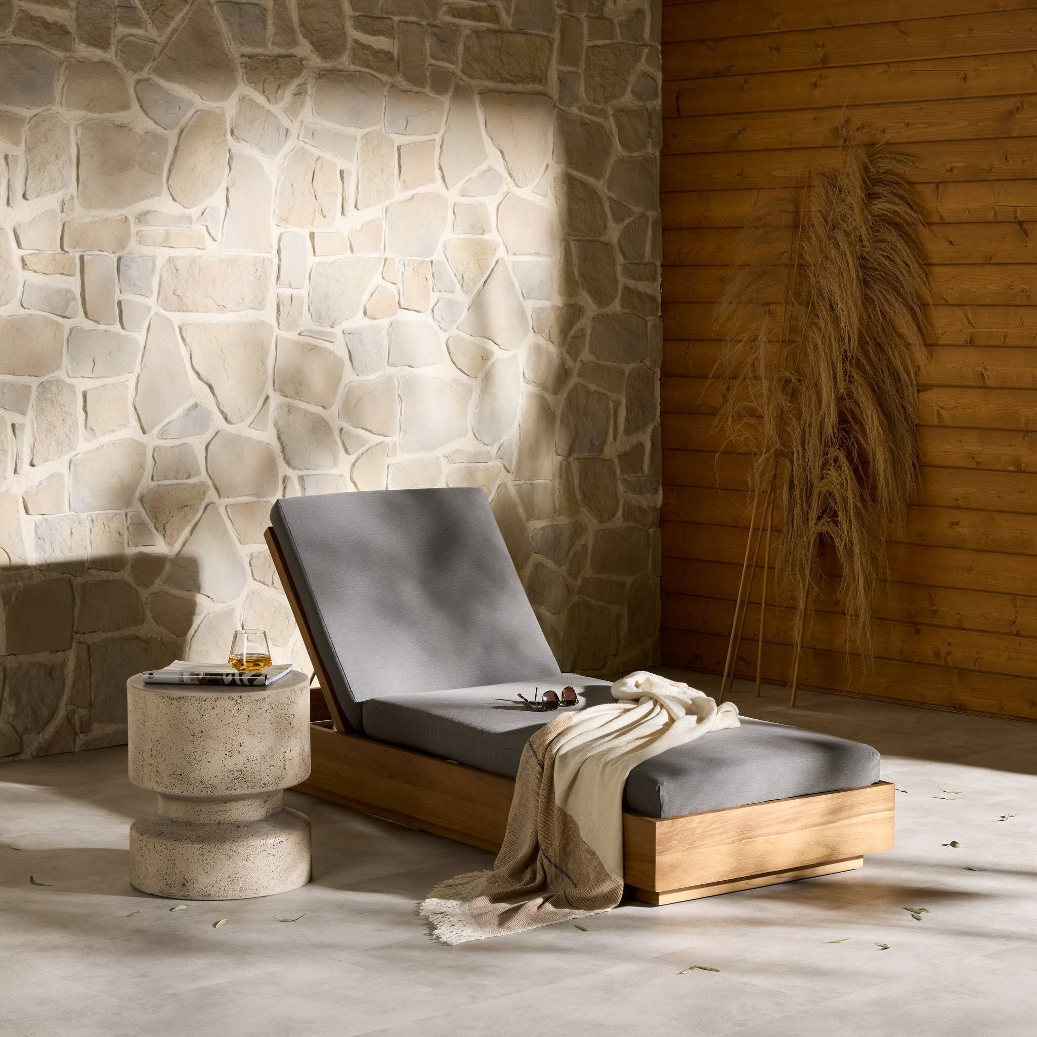 Four Hands Furniture 109167-001 Outdoor and Patio Furniture Kinta Outdoor  Chaise-Charcoal