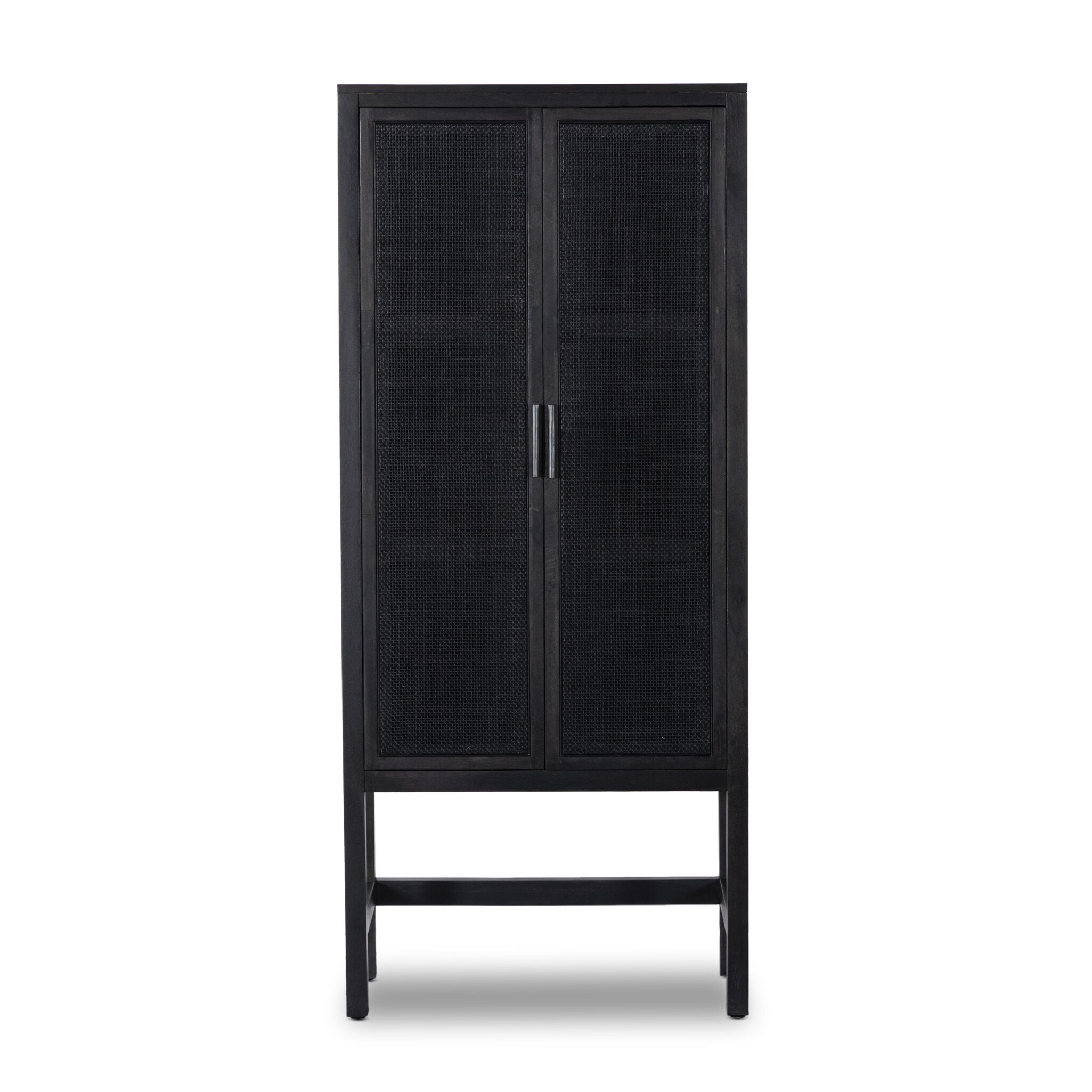 Four Hands Furniture Caprice Narrow Cabinet - Black Natural Cane 225960-003
