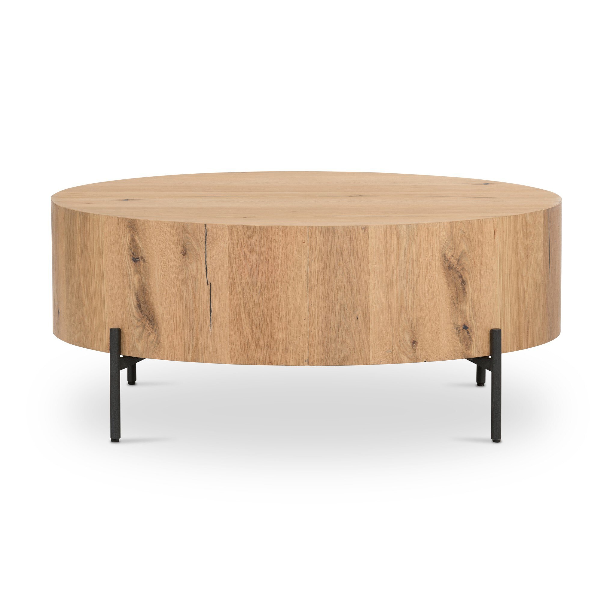 Four Hands Furniture Eaton Drum Coffee Table-Light Oak Resin 228346-001