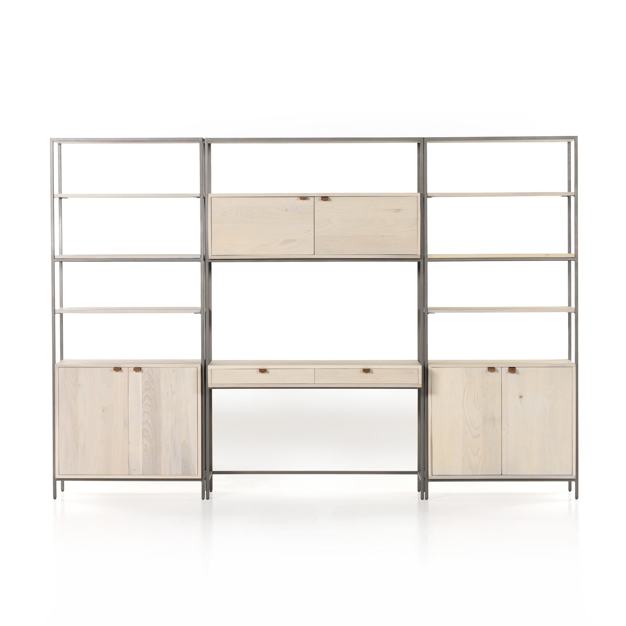Four Hands Furniture Trey Modular Wall-2pc Bookcase-Desk-Dove 228708-003