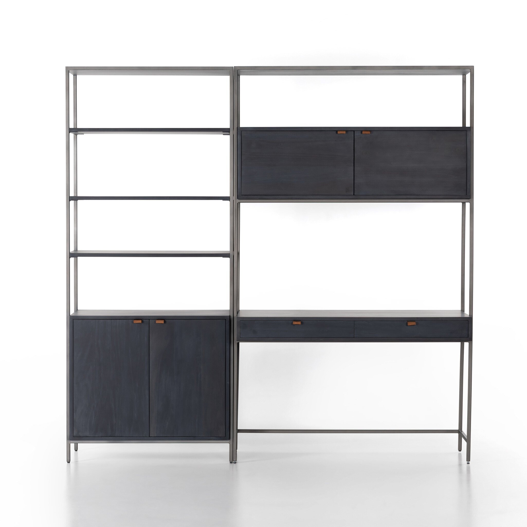 Four Hands Furniture Trey Modular Wall-Bookcase-Desk-Black 228709-002