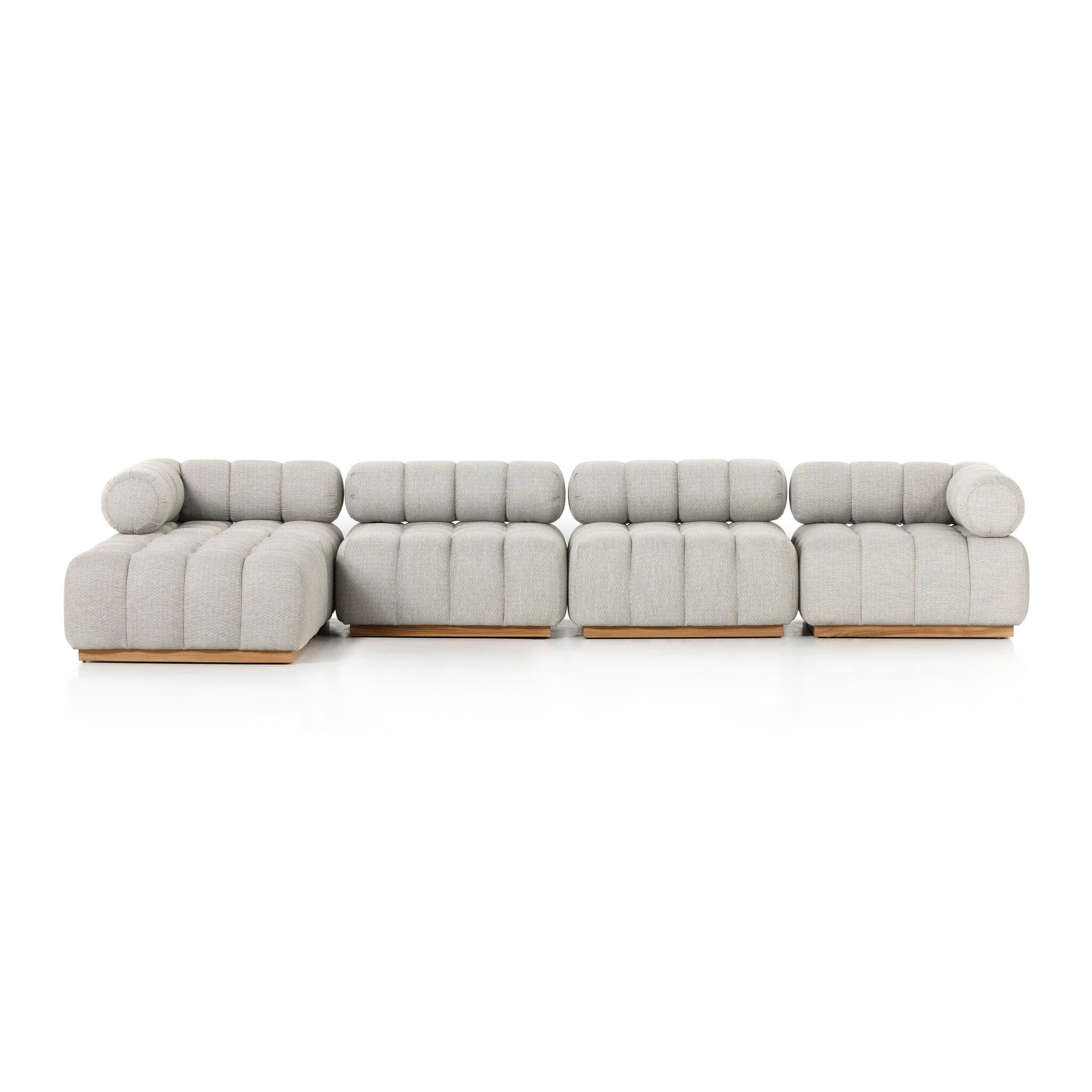 Four Hands Furniture Roma Outdoor 4pc Sectional with Ottoman-Ash 230027-001