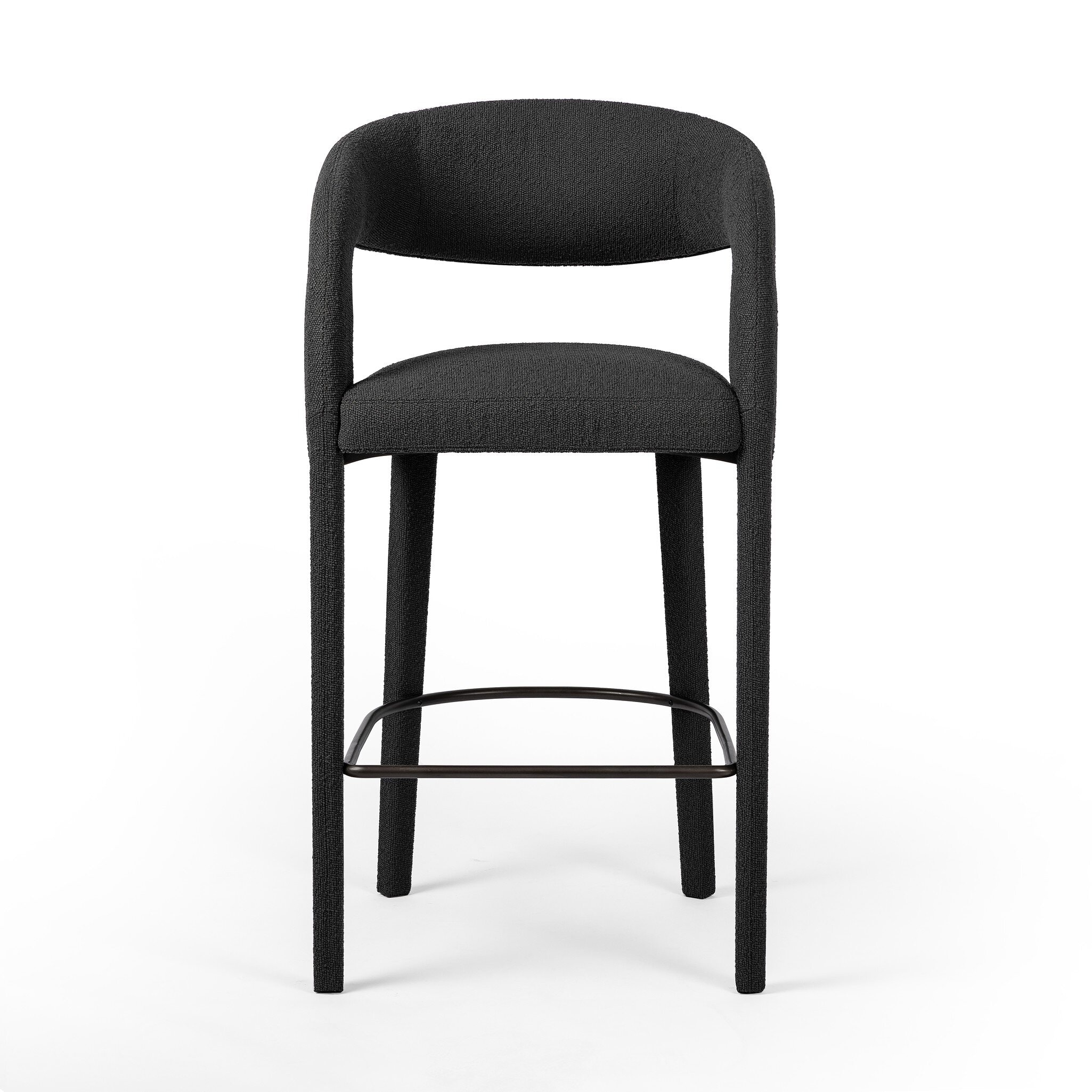 Four Hands Furniture Hawkins Stool-Fiqa Boucle Charcoal-Bar 230067-040