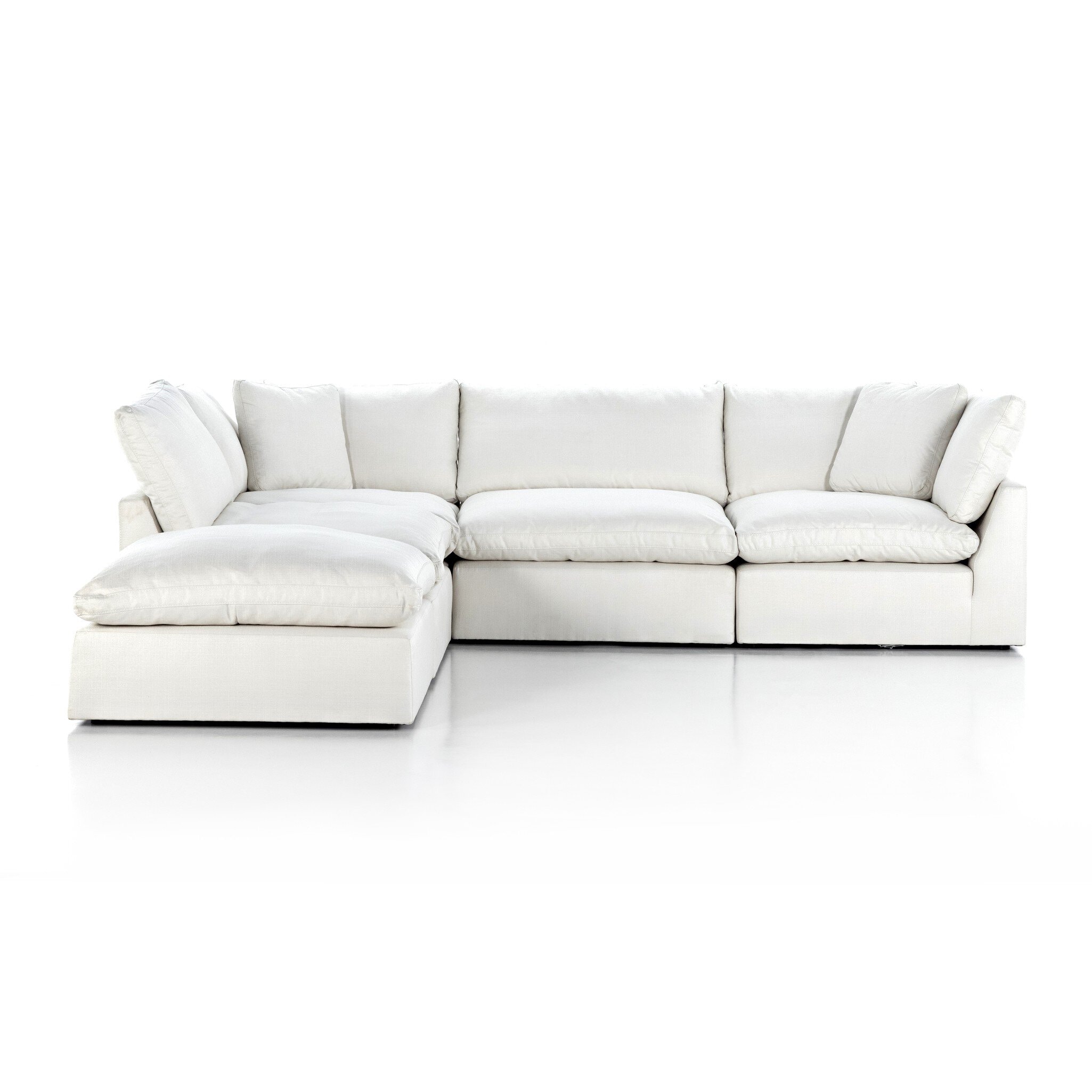 Four Hands Furniture Stevie 4pc Laf Sectional Sofa W/Ottoman-Ivory 232451-001