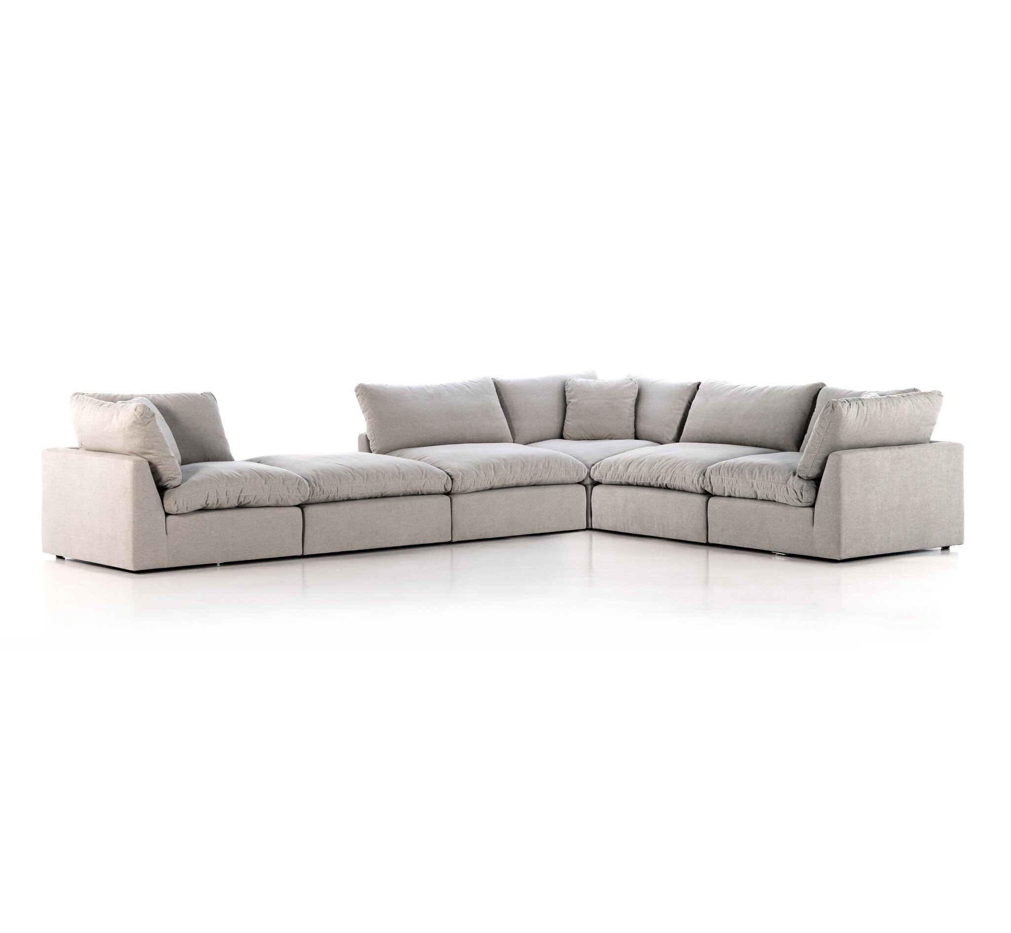 Four Hands Furniture Stevie 5pc Sectional Sofa W/Ottoman-Flannel 232455-001