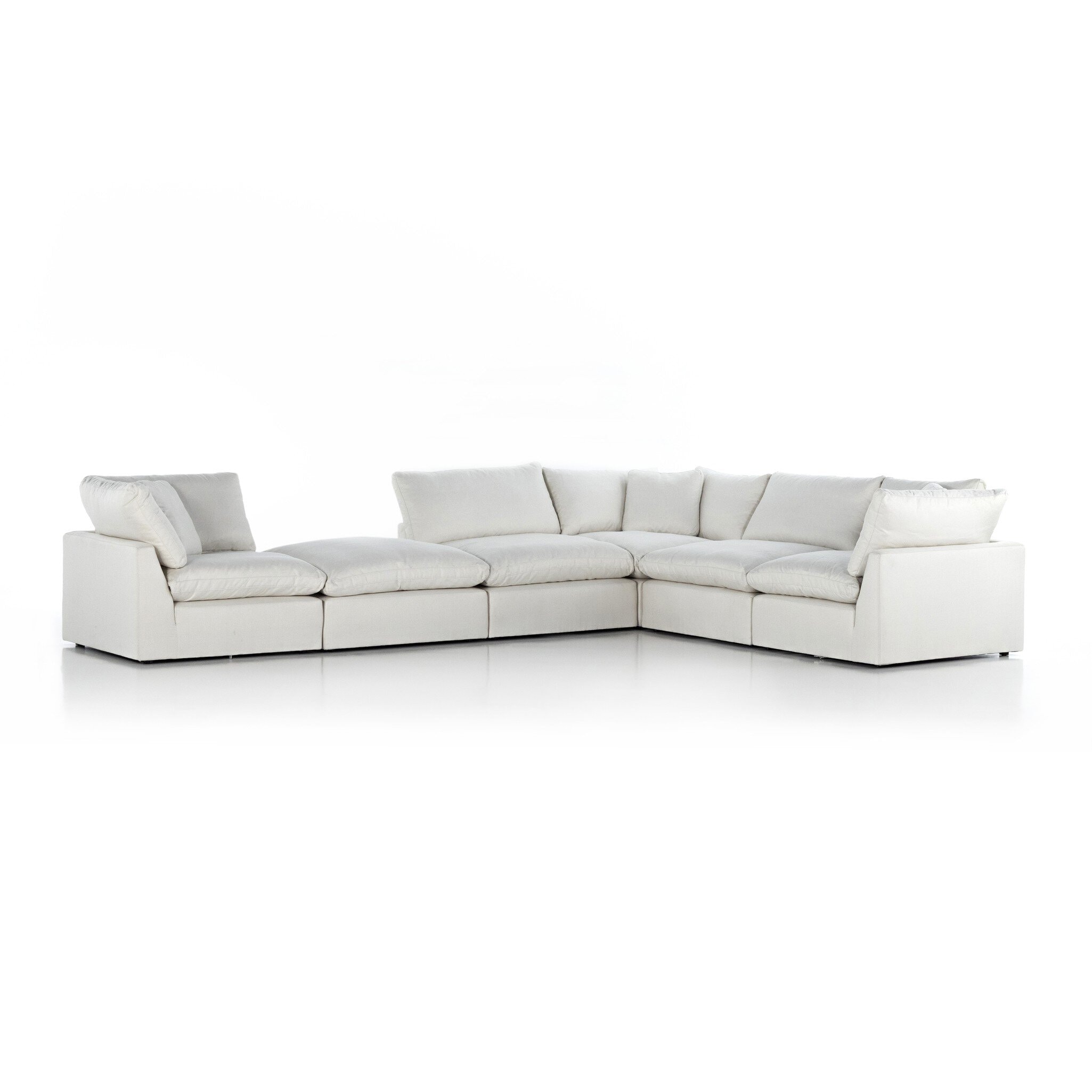 Four Hands Furniture Stevie 5pc Sectional Sofa W/Ottoman-Ivory 232455-002
