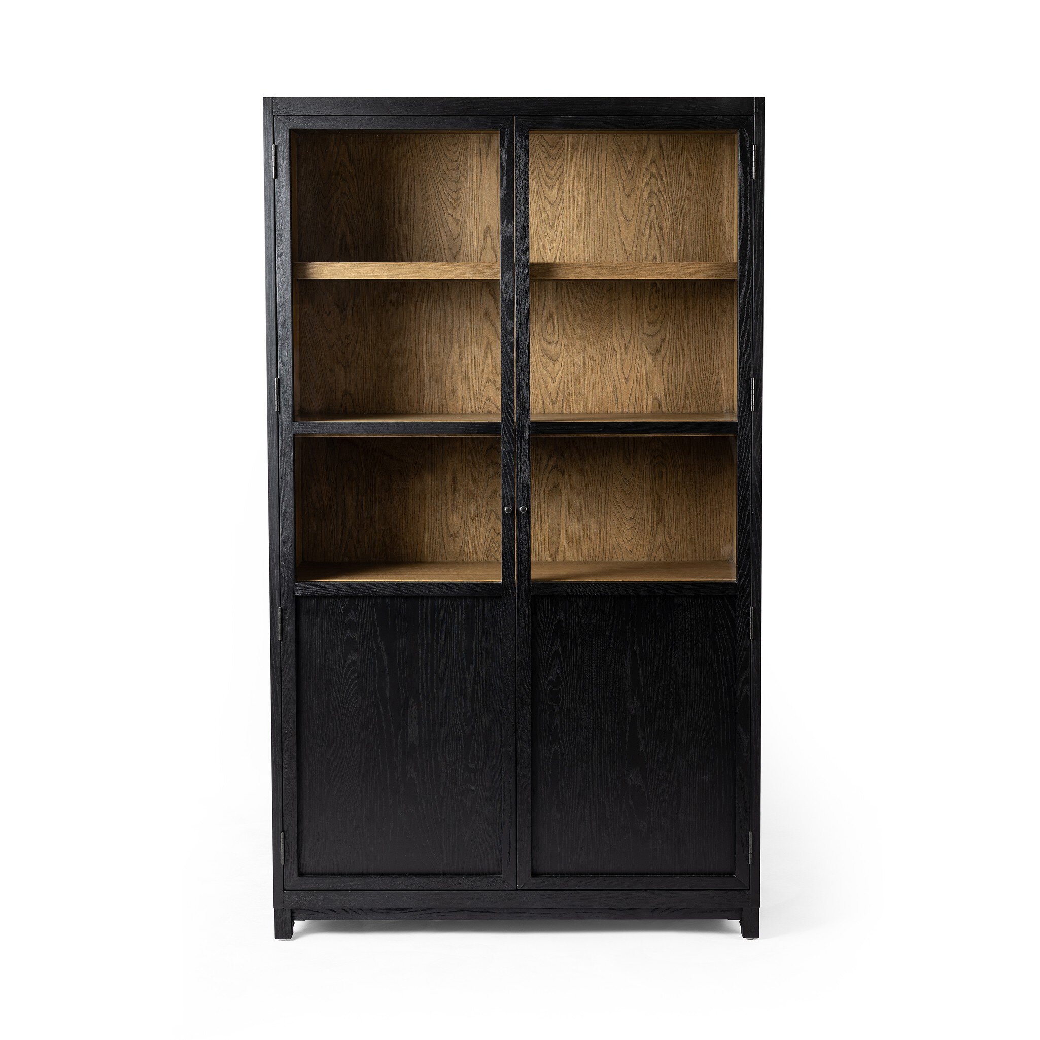 Four Hands Furniture Millie Panel & Glass Door Cabinet-Mtt Blk 235949-001