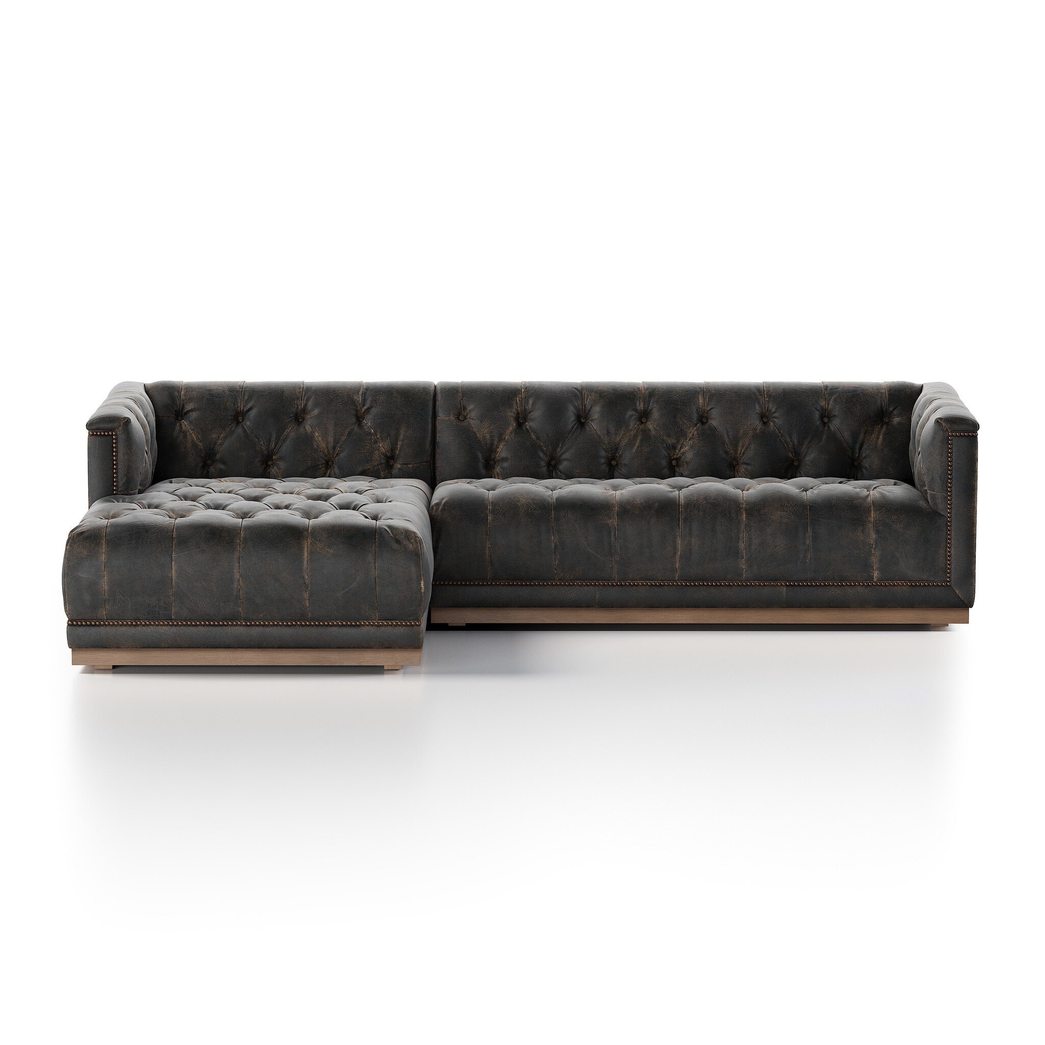 Four Hands Furniture Maxx 2Piece Laf Sectional -109-Dstroyed Blk 236164-002