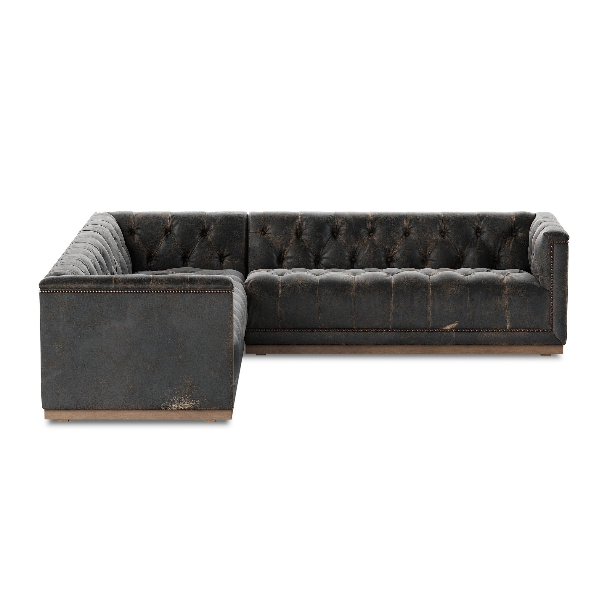 Four Hands Furniture Maxx 3pc Sectional-101-Destroyed Black 236166-001