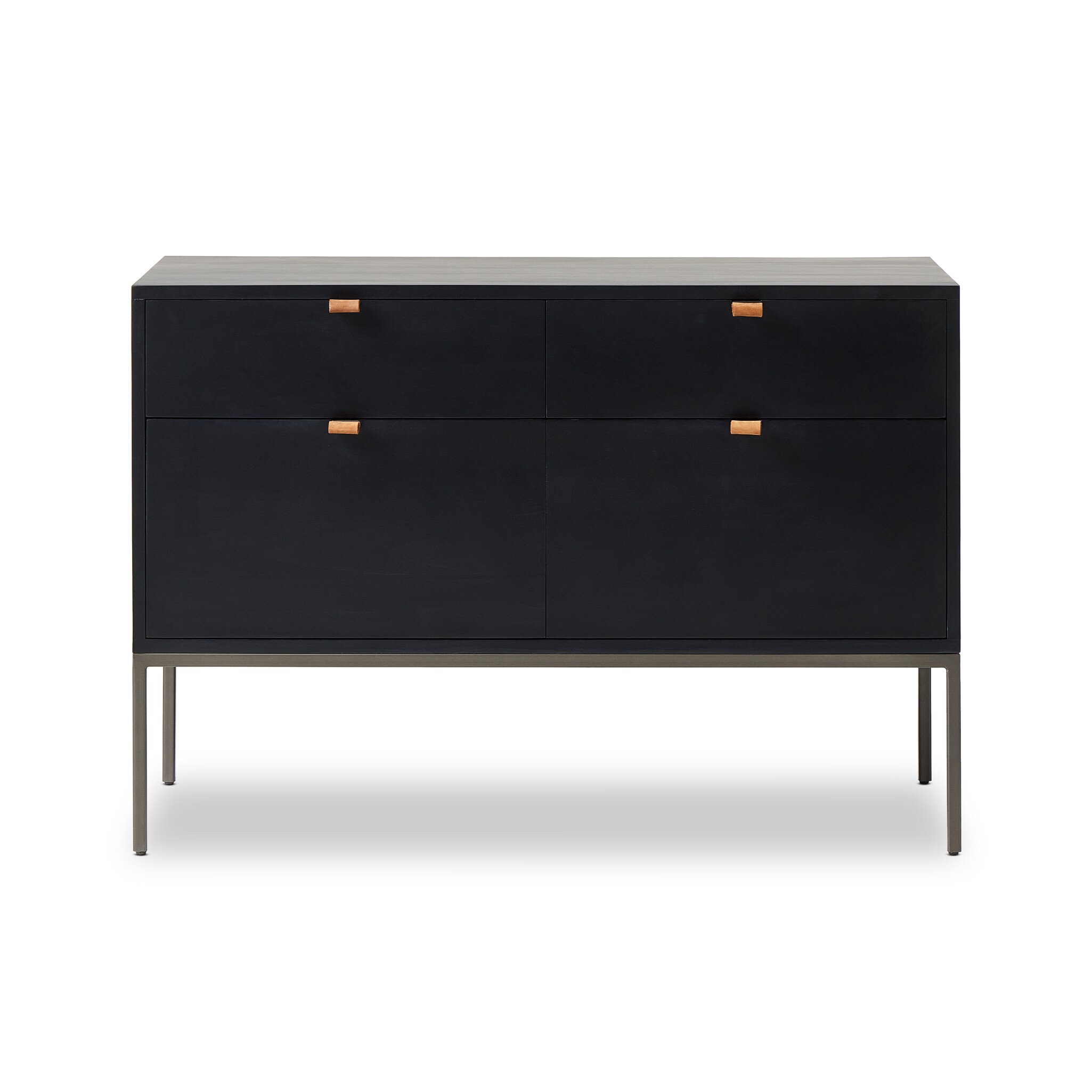 Four Hands Furniture Trey Modular Wide Filing Cabinet - Black Wash Poplar 236182-001