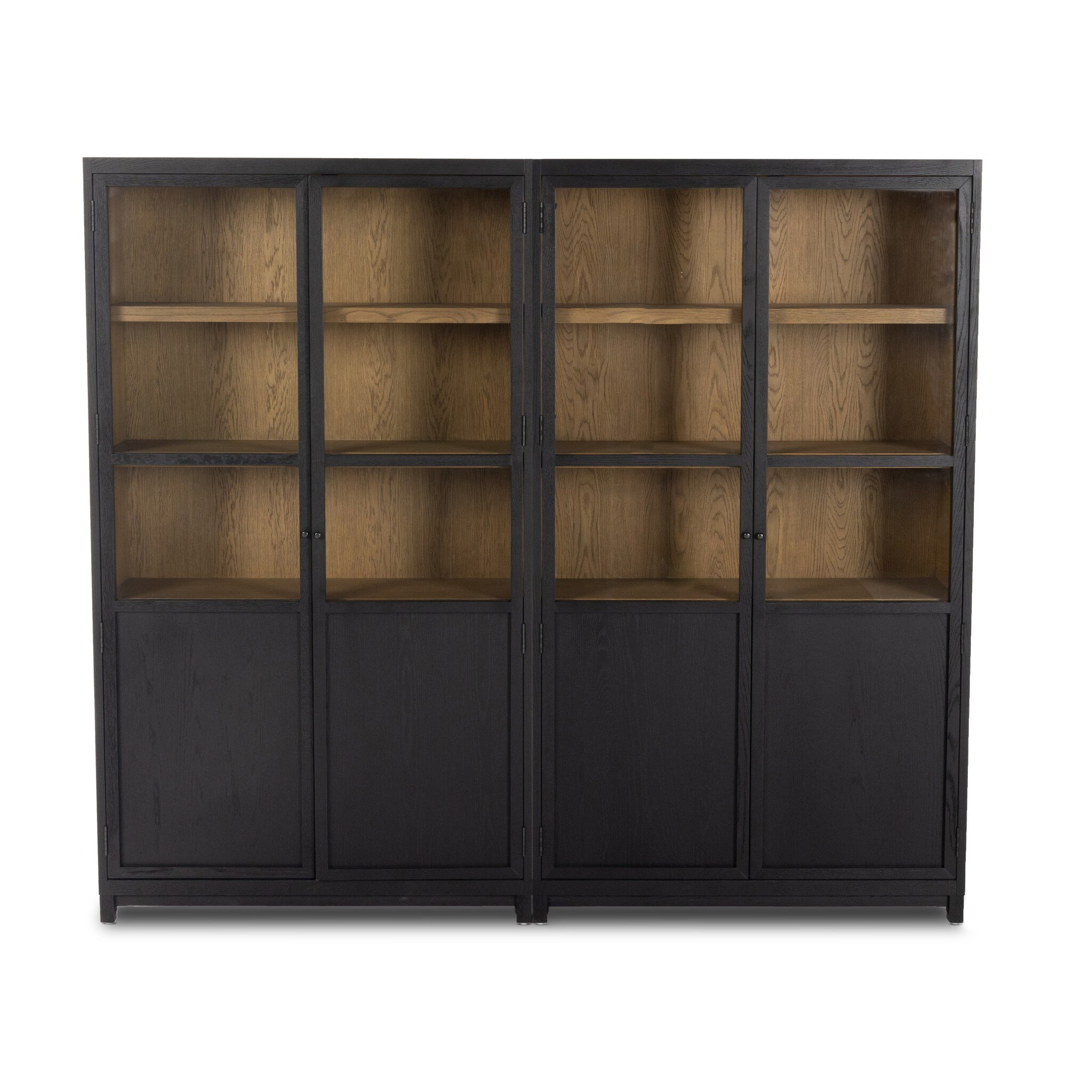 Four Hands Furniture Millie Panel & Glass Door Double Cabinet-Black 237536-001
