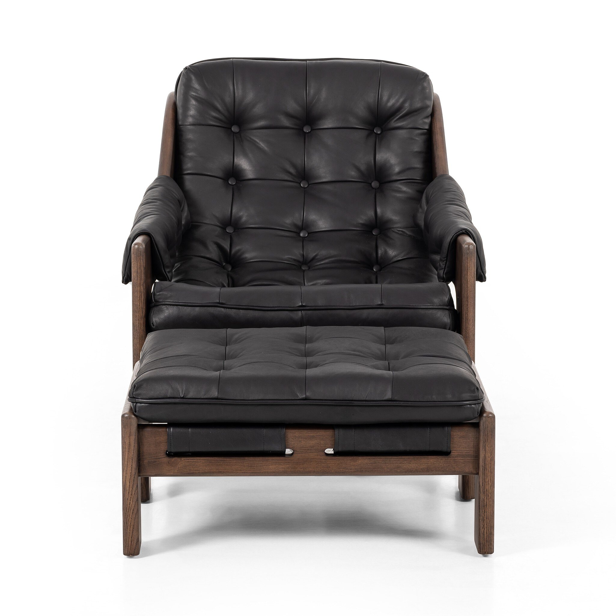 Four Hands Furniture Halston Chair with Ottoman-Heirloom Black 237803-003