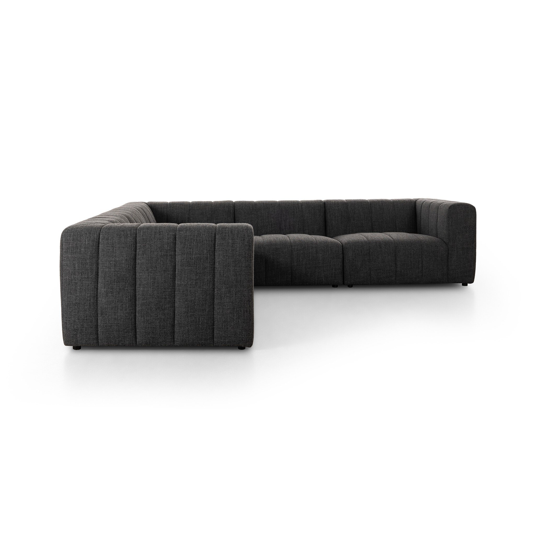 Four Hands Furniture Langham Channeled 5-Piece Sectional - Saxon Charcoal 238330-003