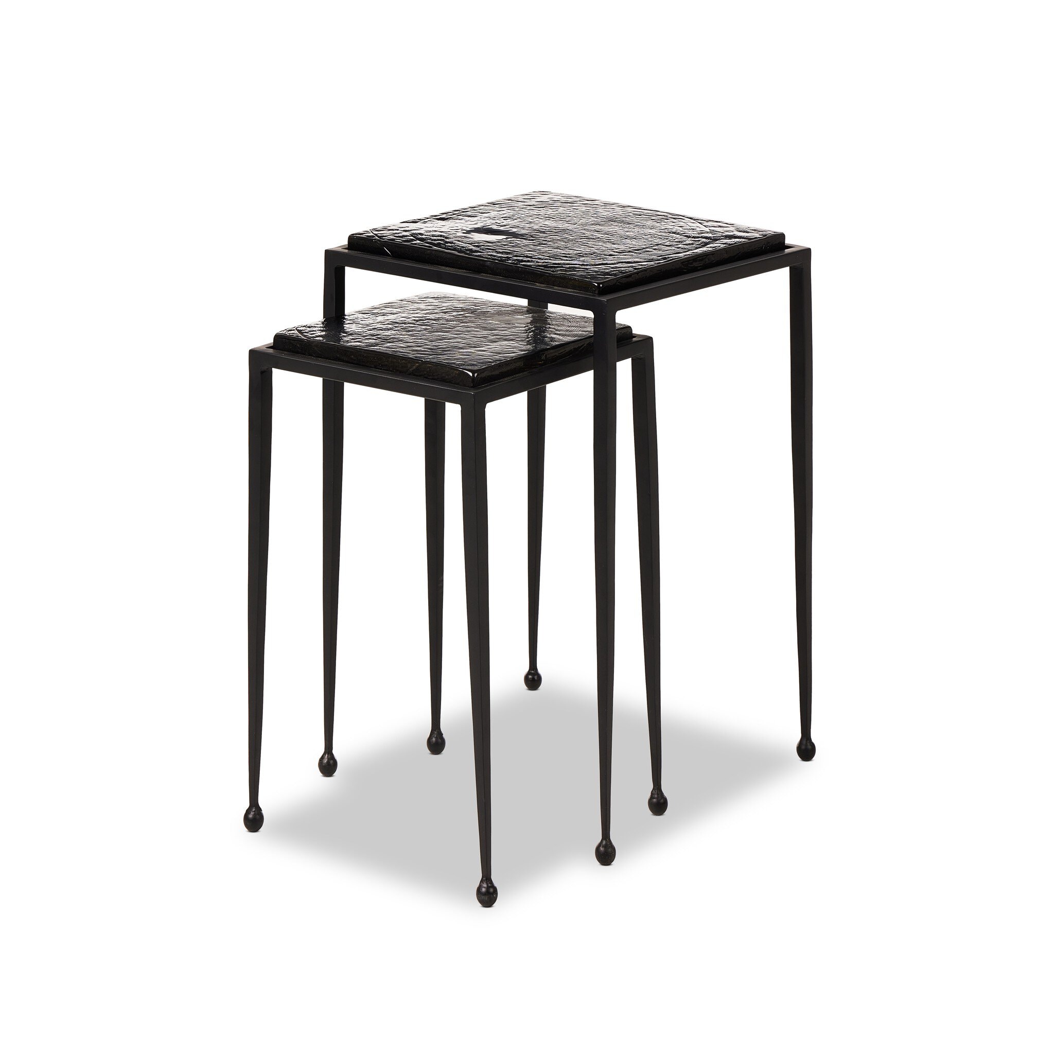 Four Hands Furniture Dalston Cast Glass Nesting Tables - Smoked Black Cast Glass 239742-001